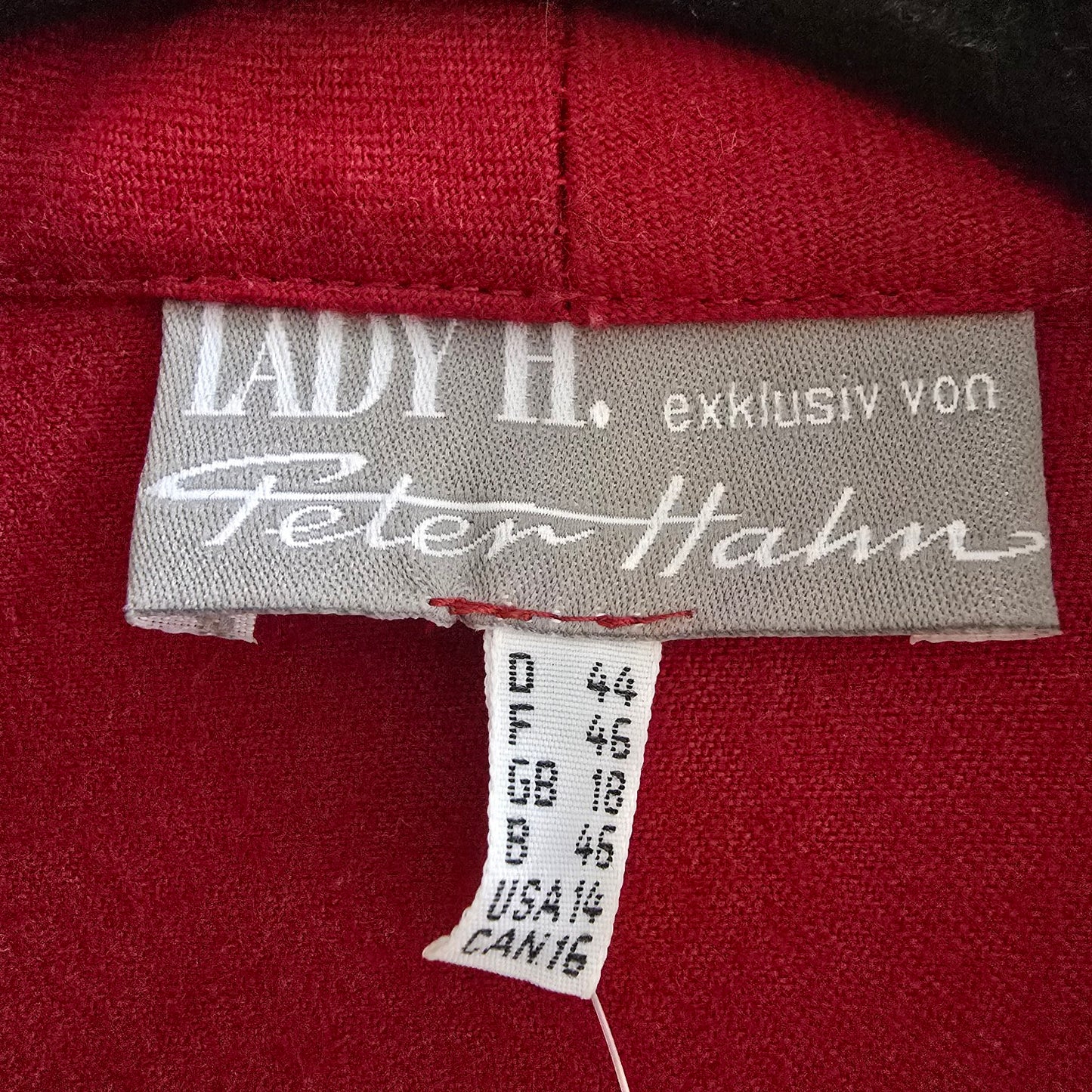 Vintage Lady H. Red Wool Trench Coat Dress Size 16