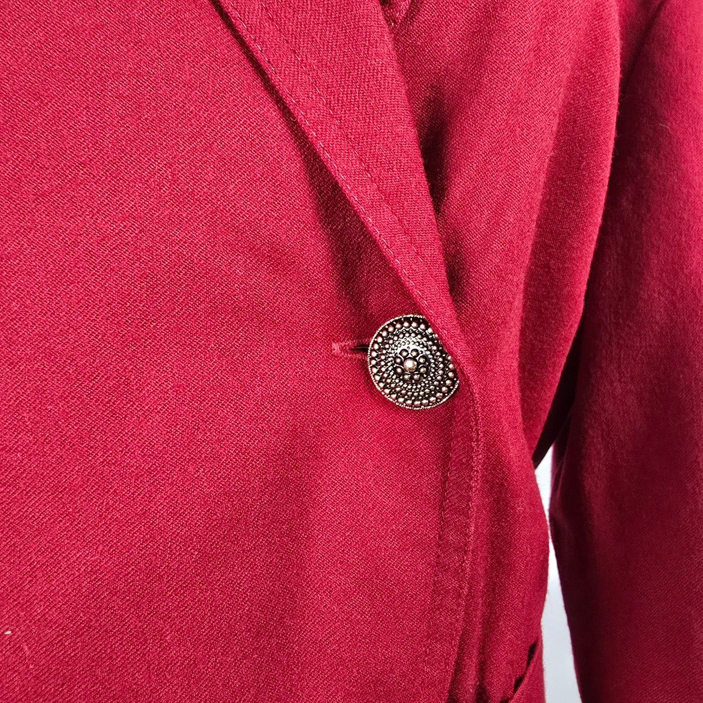 Vintage Lady H. Red Wool Trench Coat Dress Size 16