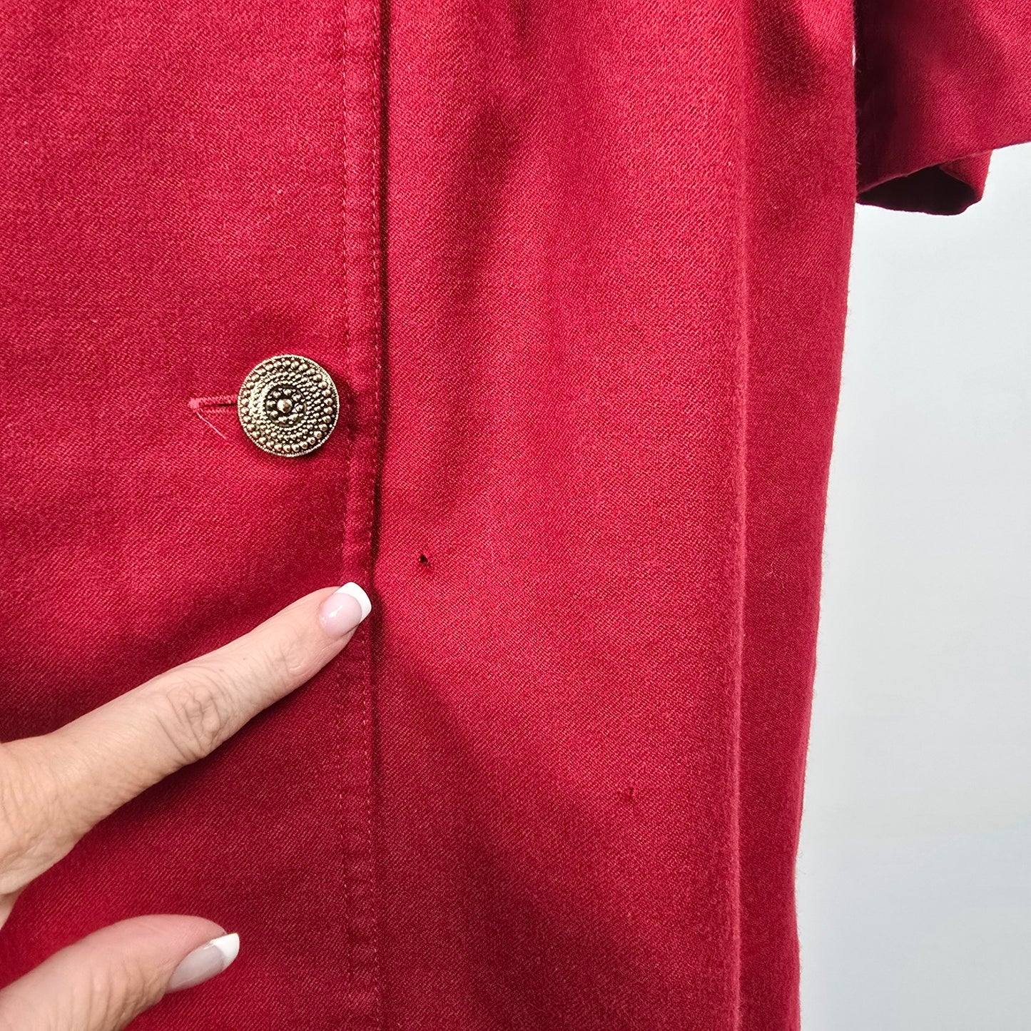 Vintage Lady H. Red Wool Trench Coat Dress Size 16