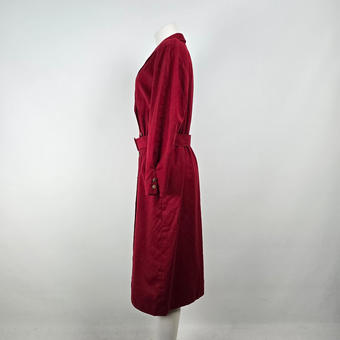 Vintage Lady H. Red Wool Trench Coat Dress Size 16