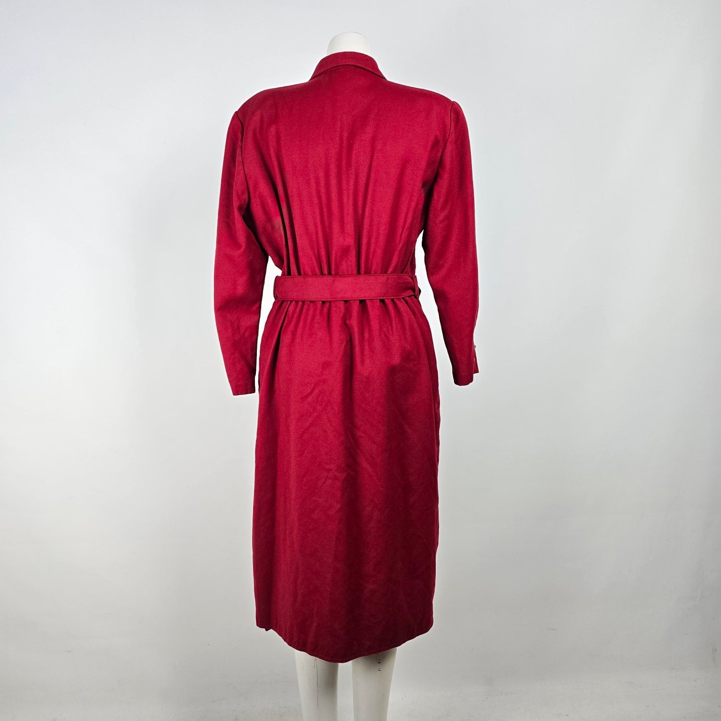 Vintage Lady H. Red Wool Trench Coat Dress Size 16