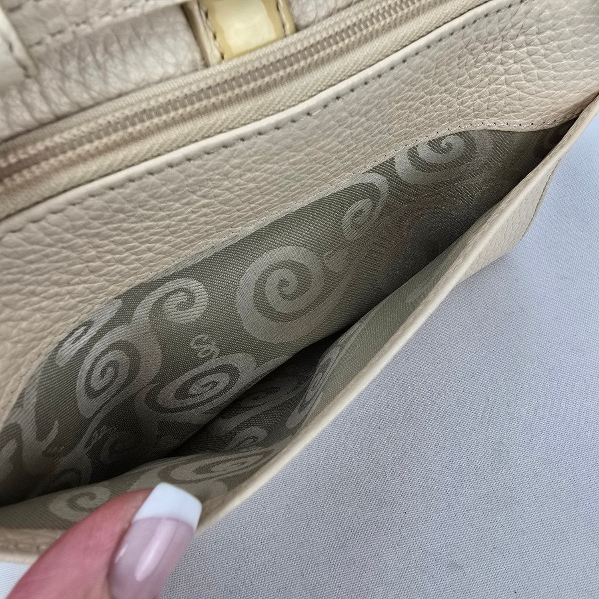 Brighton Cream Leather Heart Print Wallet Purse