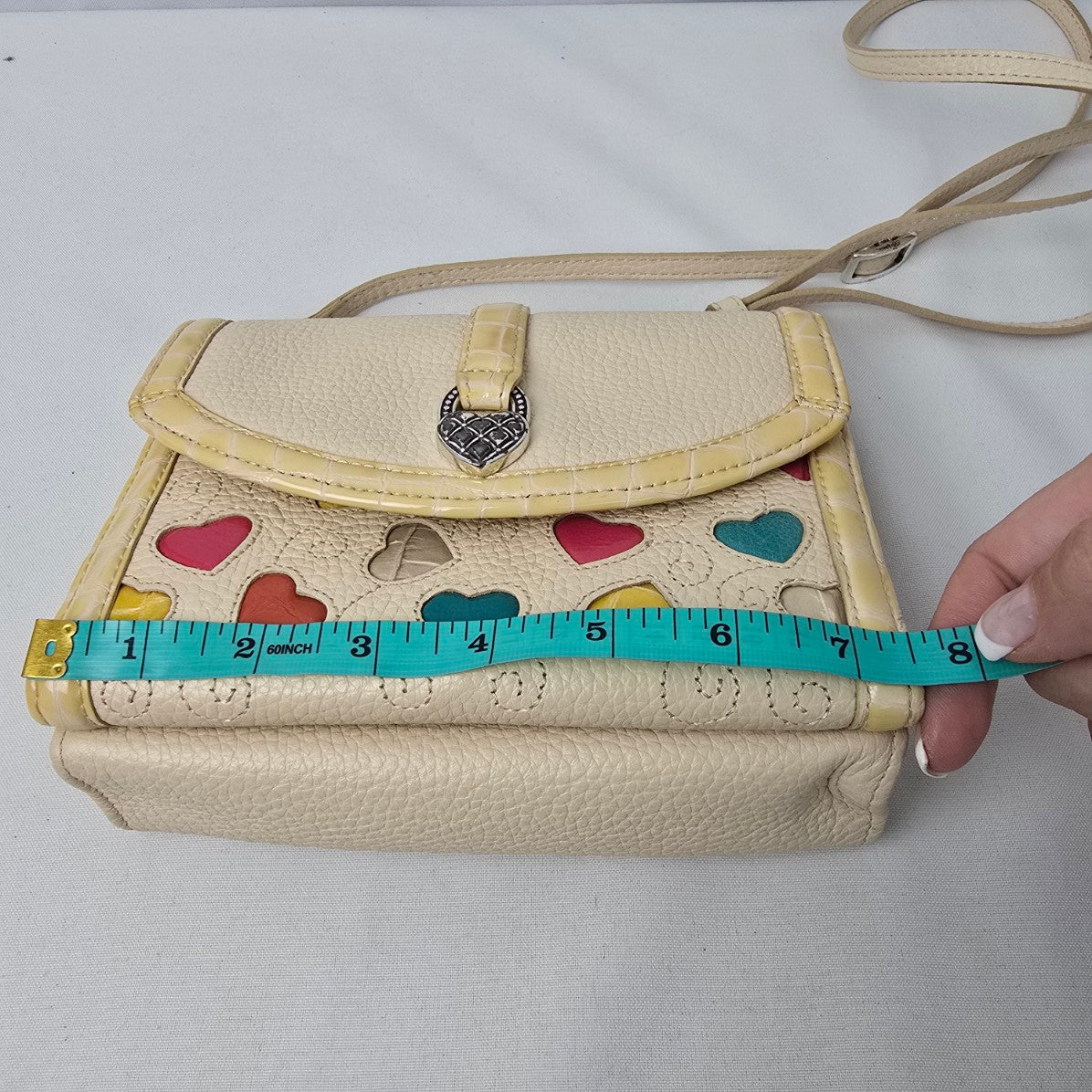 Brighton Cream Leather Heart Print Wallet Purse