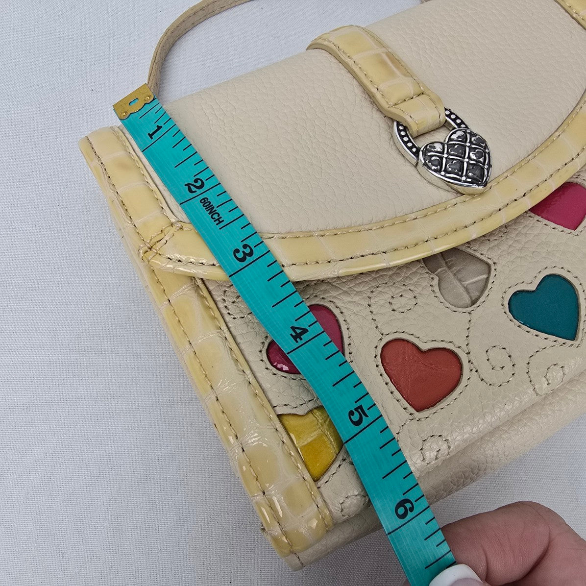 Brighton Cream Leather Heart Print Wallet Purse