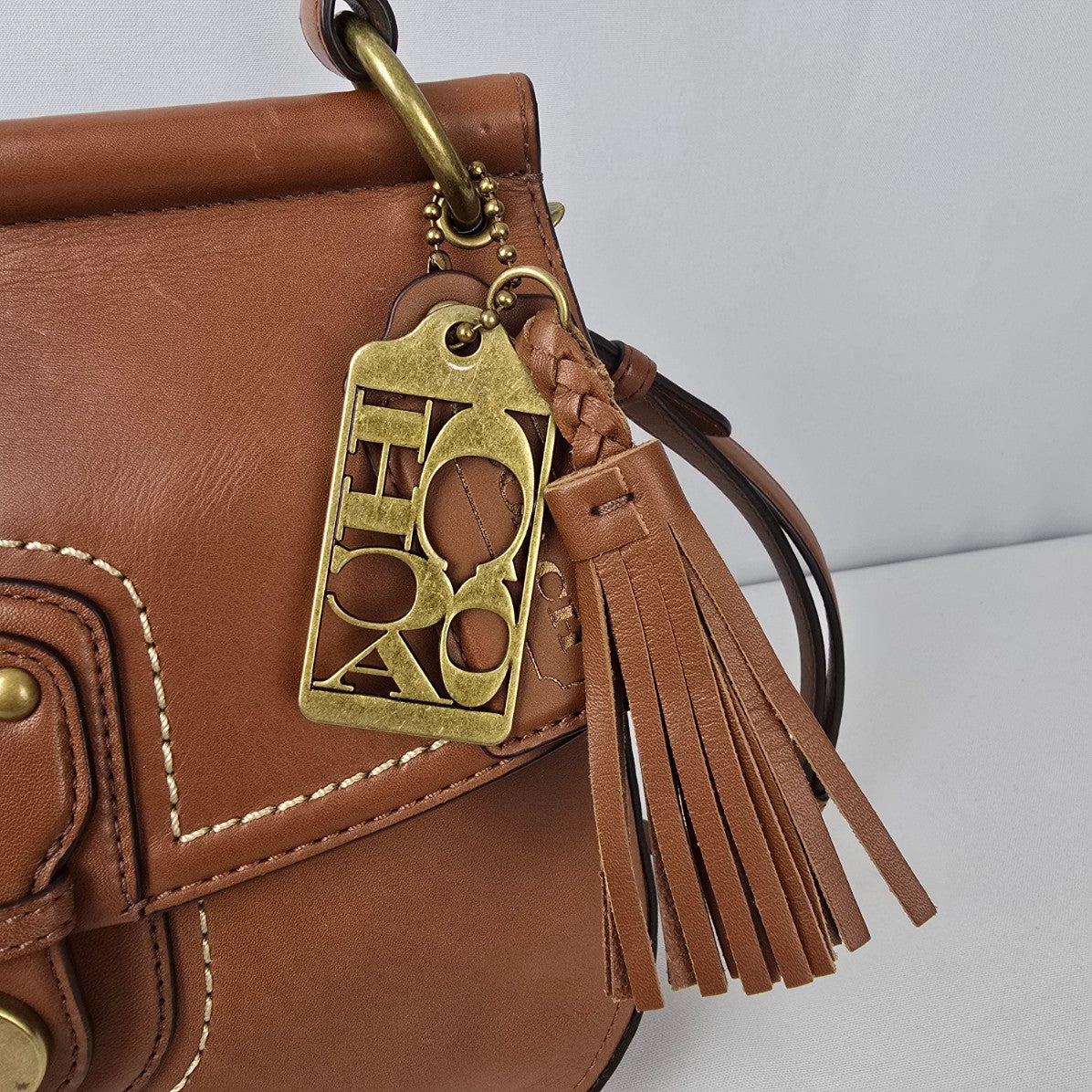 Coach Leather Mini Willis Royal Tan Cognac Cross Body Purse