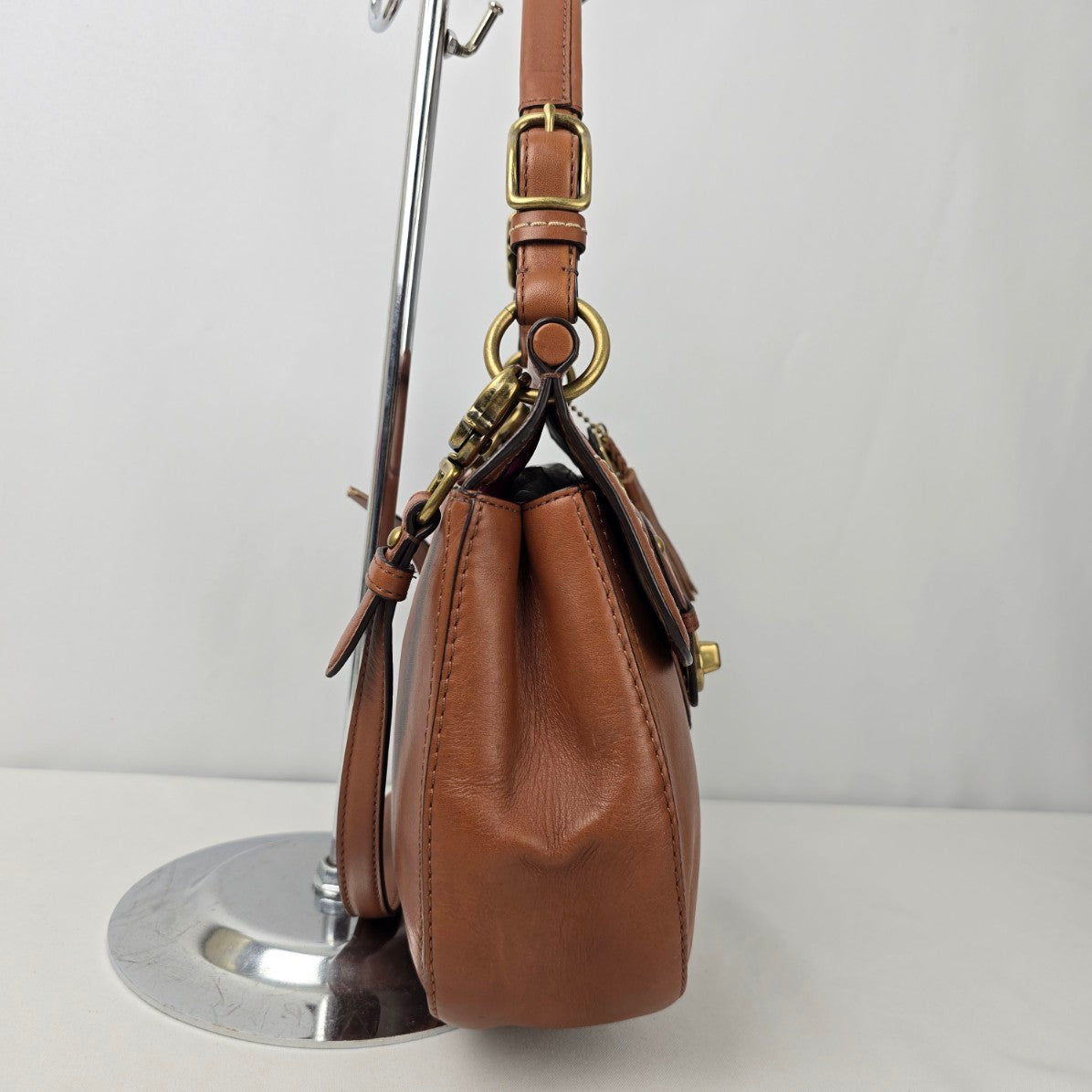 Coach Leather Mini Willis Royal Tan Cognac Cross Body Purse