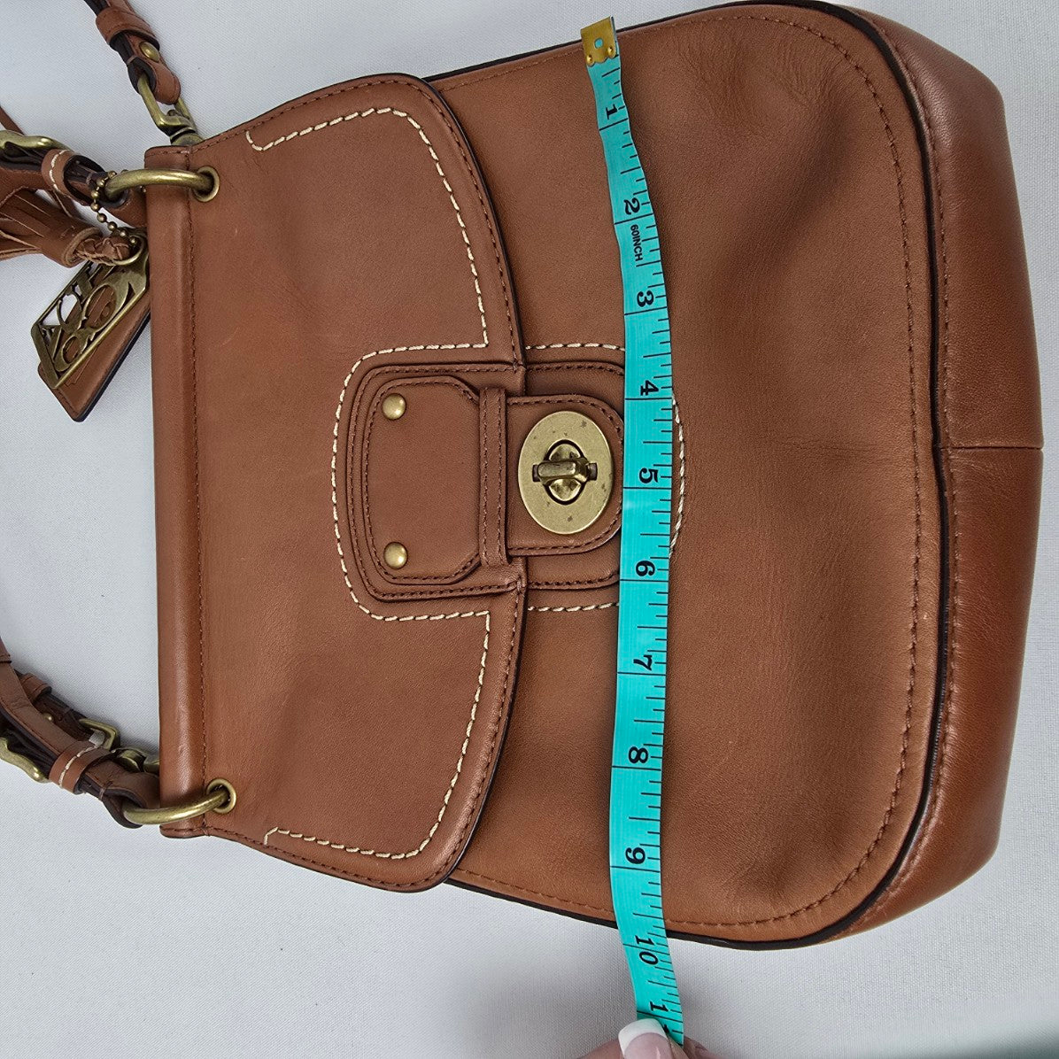 Coach Leather Mini Willis Royal Tan Cognac Cross Body Purse
