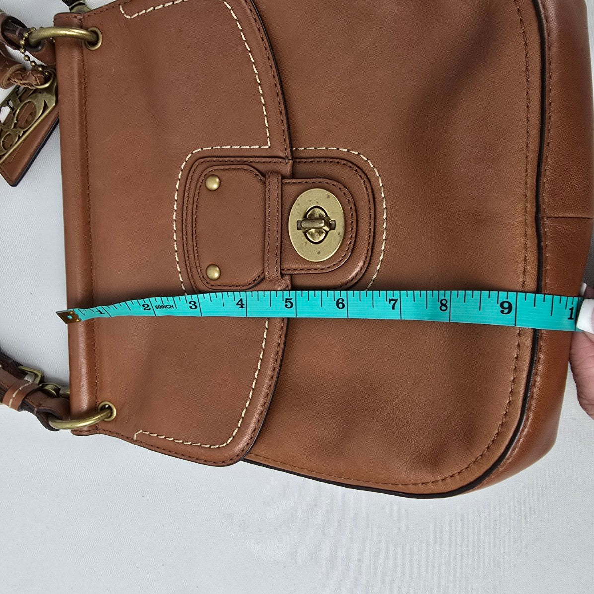 Coach Leather Mini Willis Royal Tan Cognac Cross Body Purse