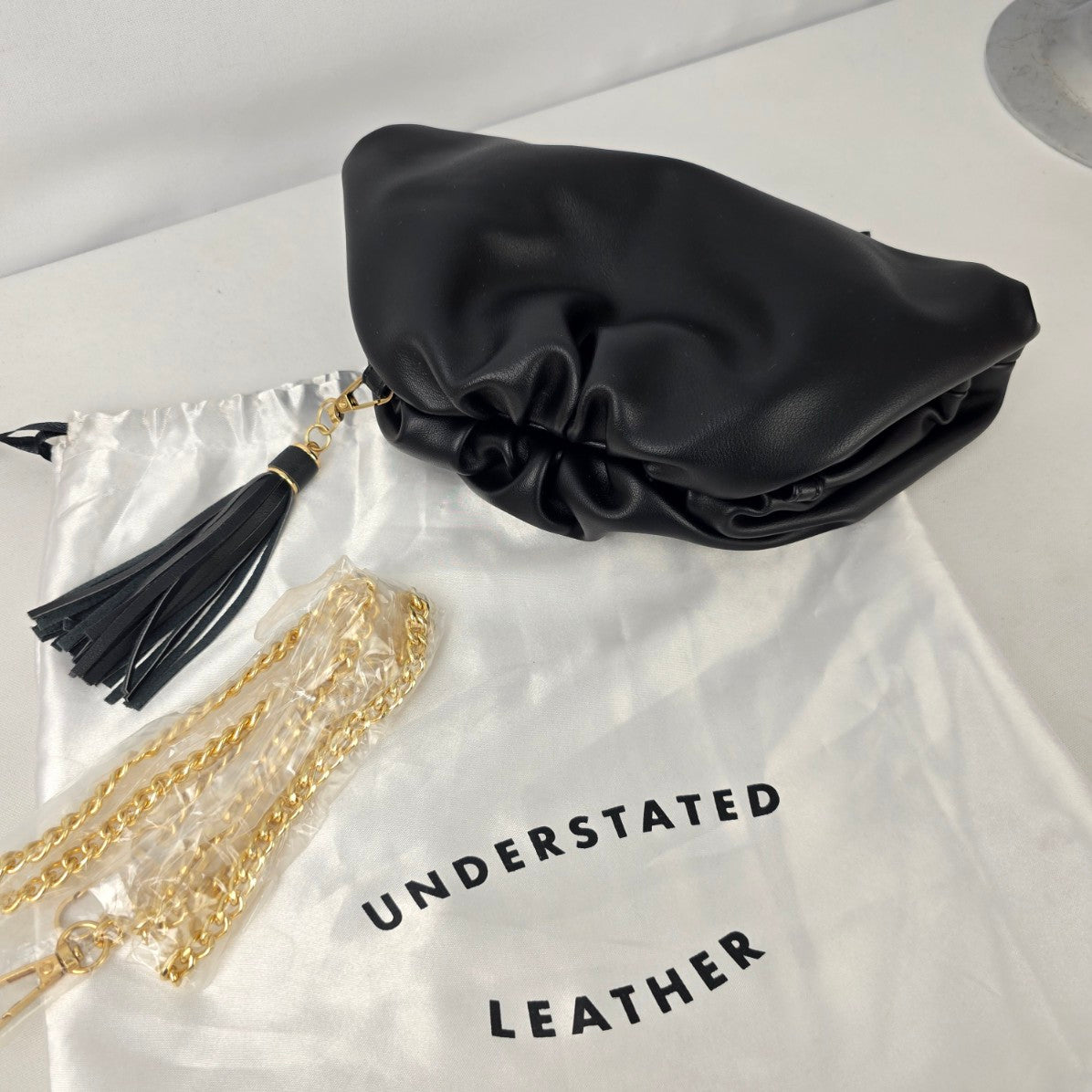 Understated Leather Black Clutch Purse