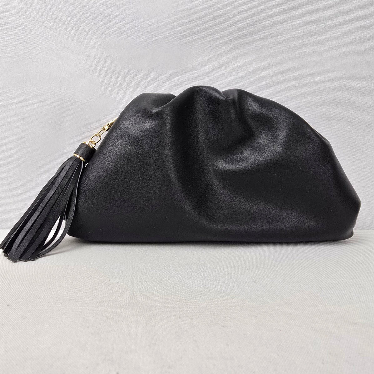 Understated Leather Black Clutch Purse