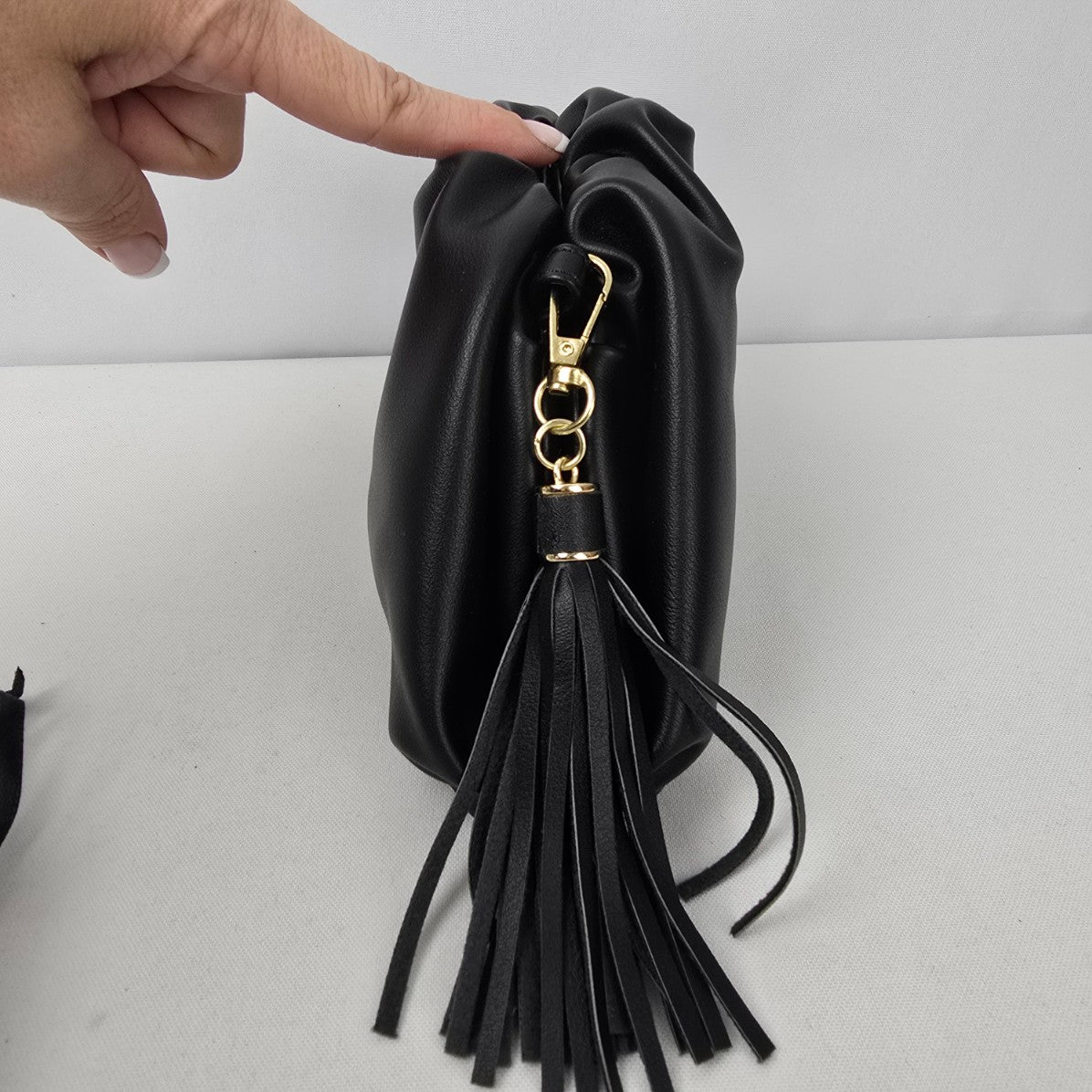 Understated Leather Black Clutch Purse