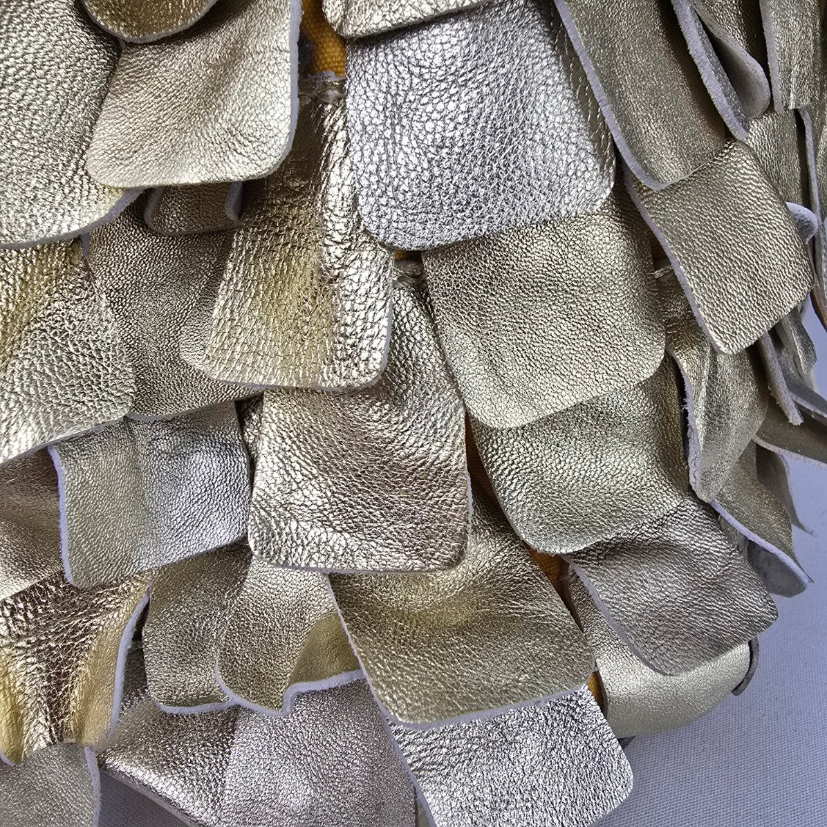 Jesslyn Blake Gold Leather Scalloped Hobo Purse