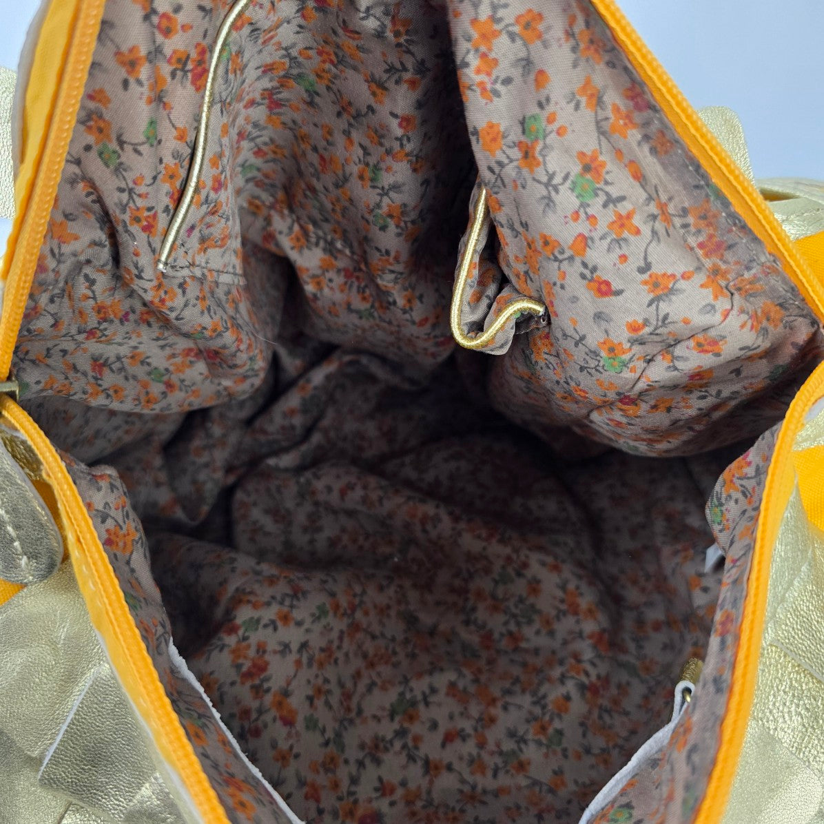 Jesslyn Blake Gold Leather Scalloped Hobo Purse