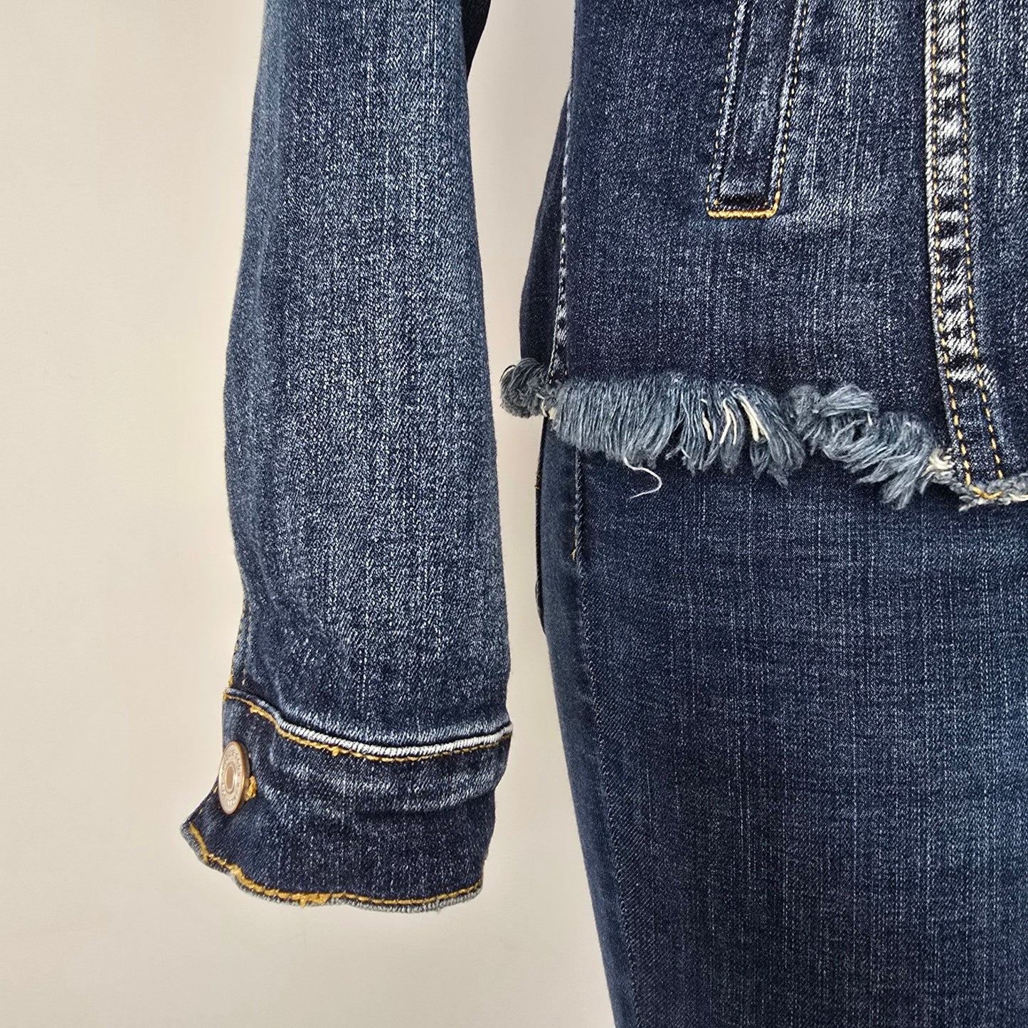 KanCan Dark Denim Cotton Distressed Jean Jacket Size M