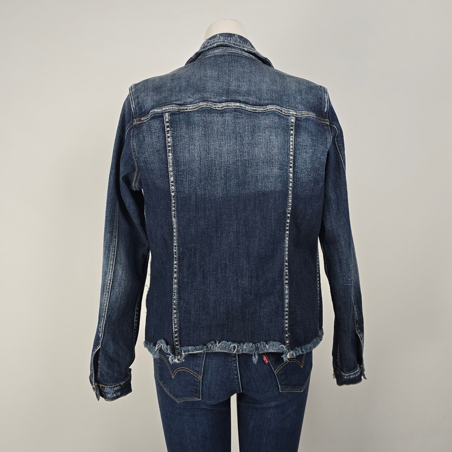 KanCan Dark Denim Cotton Distressed Jean Jacket Size M