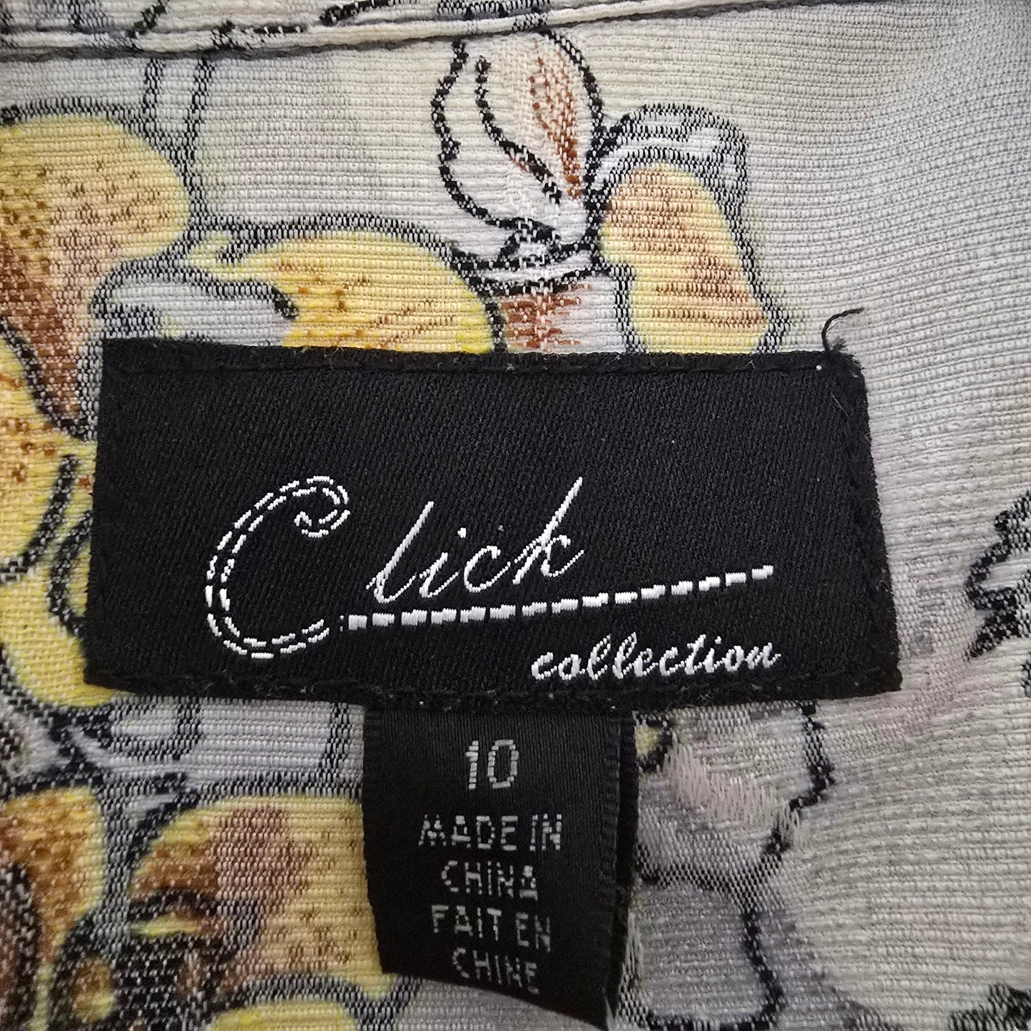 Click Collection Grey Floral Button Up Light Jacket Size 10