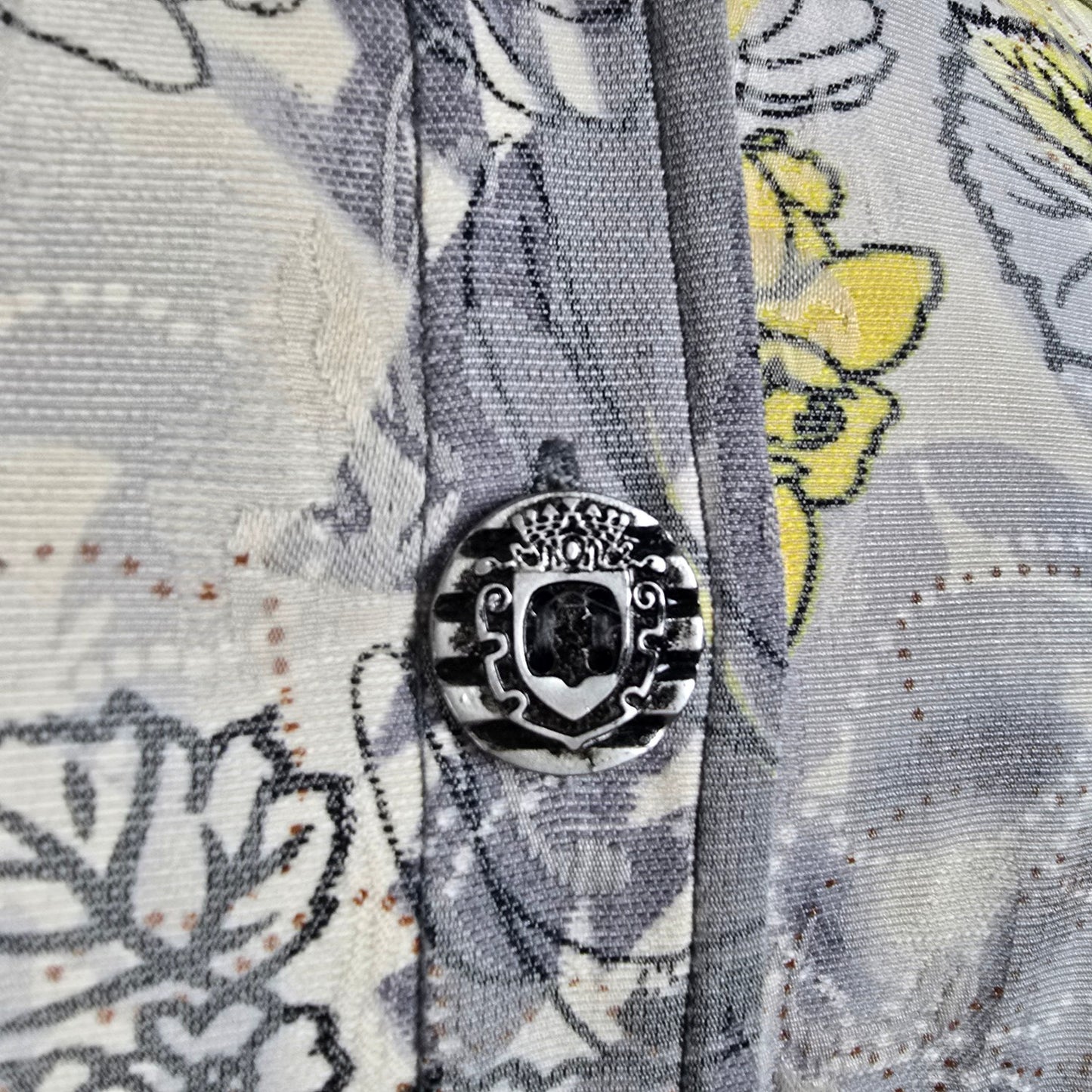 Click Collection Grey Floral Button Up Light Jacket Size 10