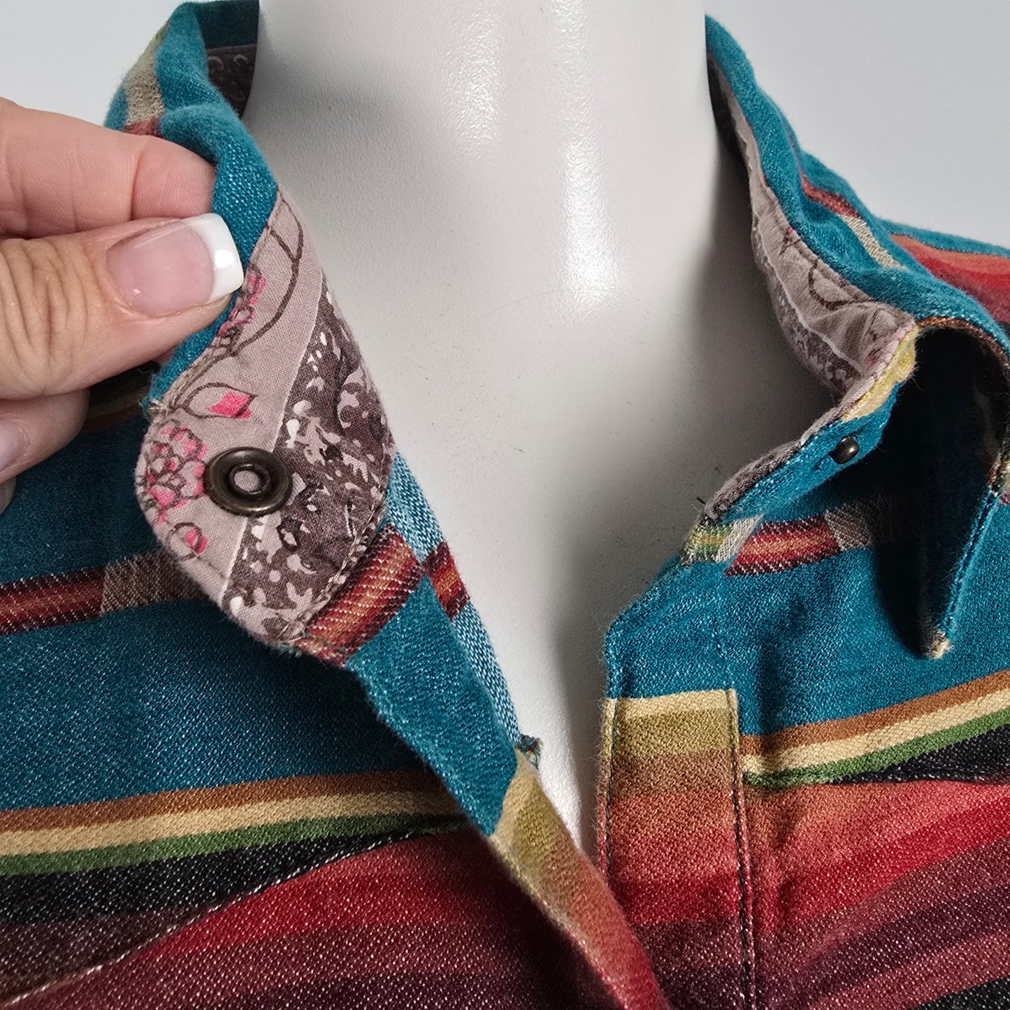 Taska Polizzi Cotton Saddle Blanket Pearl Snap Shirt Size XL