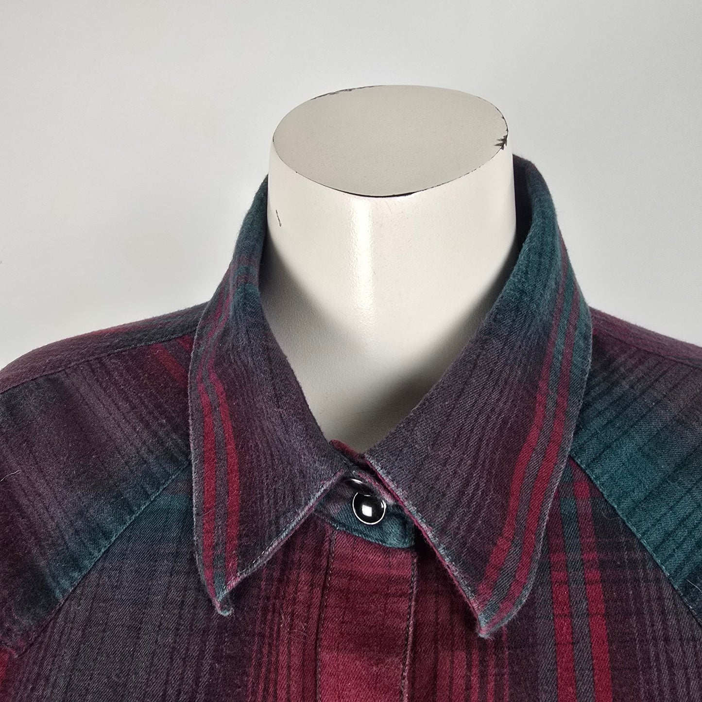Powder River Outfitters Red Cotton Plaid Pearl Snap Western Top Size XL