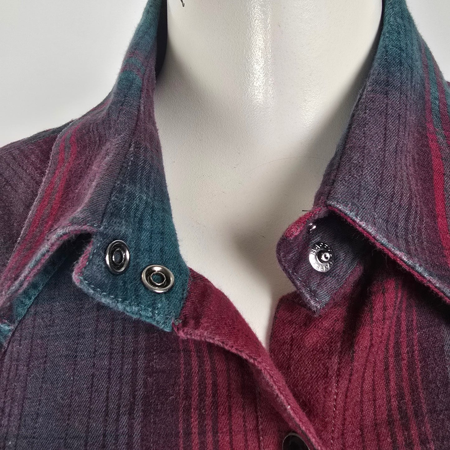 Powder River Outfitters Red Cotton Plaid Pearl Snap Western Top Size XL