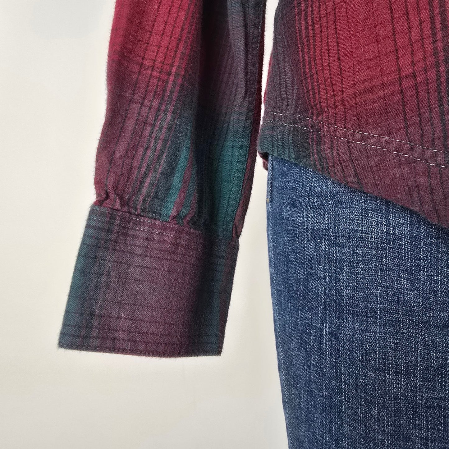 Powder River Outfitters Red Cotton Plaid Pearl Snap Western Top Size XL