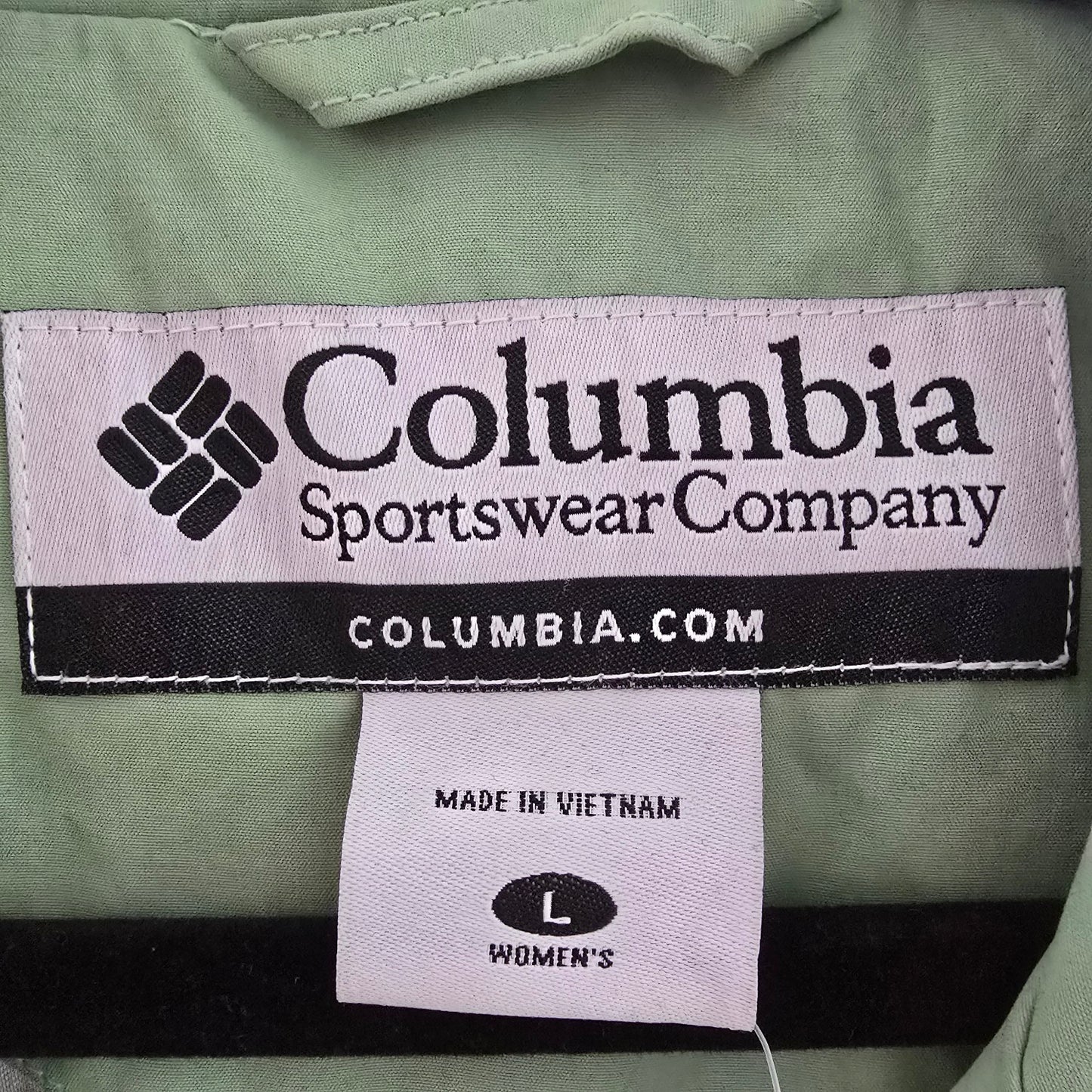 COLUMBIA Light Weight Green Zip Up Snap Front Jacket Coat Size L