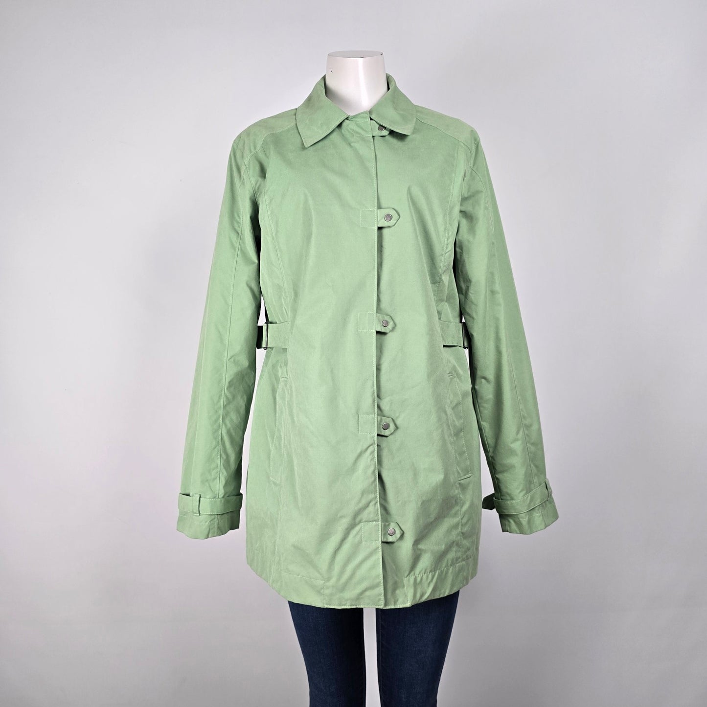 COLUMBIA Light Weight Green Zip Up Snap Front Jacket Coat Size L