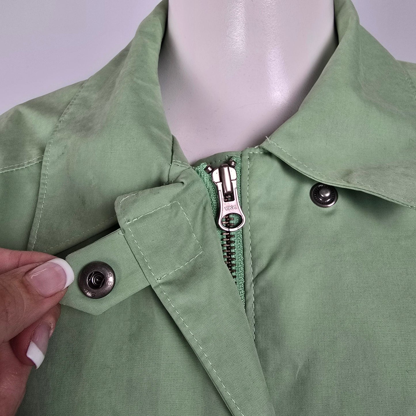 COLUMBIA Light Weight Green Zip Up Snap Front Jacket Coat Size L
