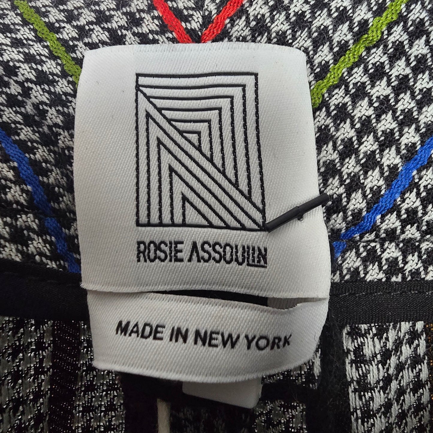 Rosie Assoulin Oboe Mini Rainbow Houndstooth Wool Silk Pants Size 8