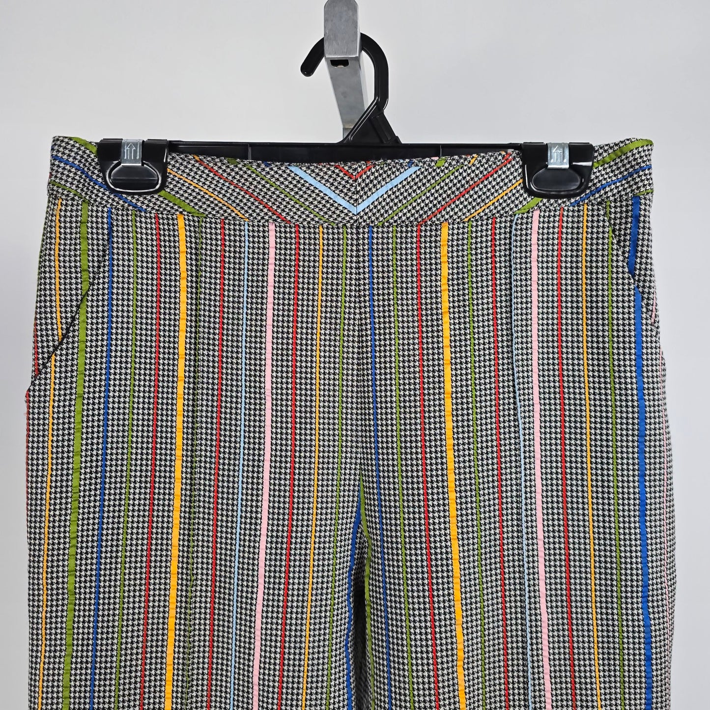 Rosie Assoulin Oboe Mini Rainbow Houndstooth Wool Silk Pants Size 8
