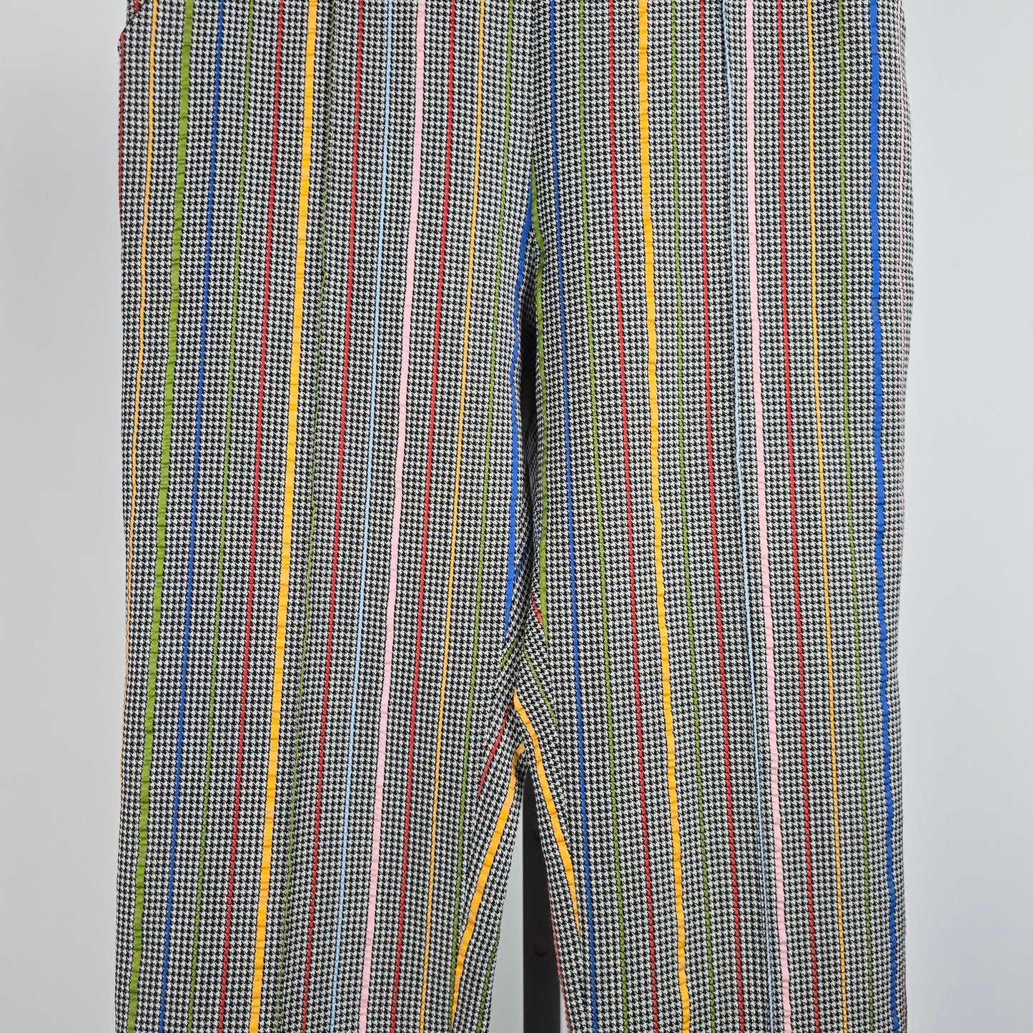 Rosie Assoulin Oboe Mini Rainbow Houndstooth Wool Silk Pants Size 8