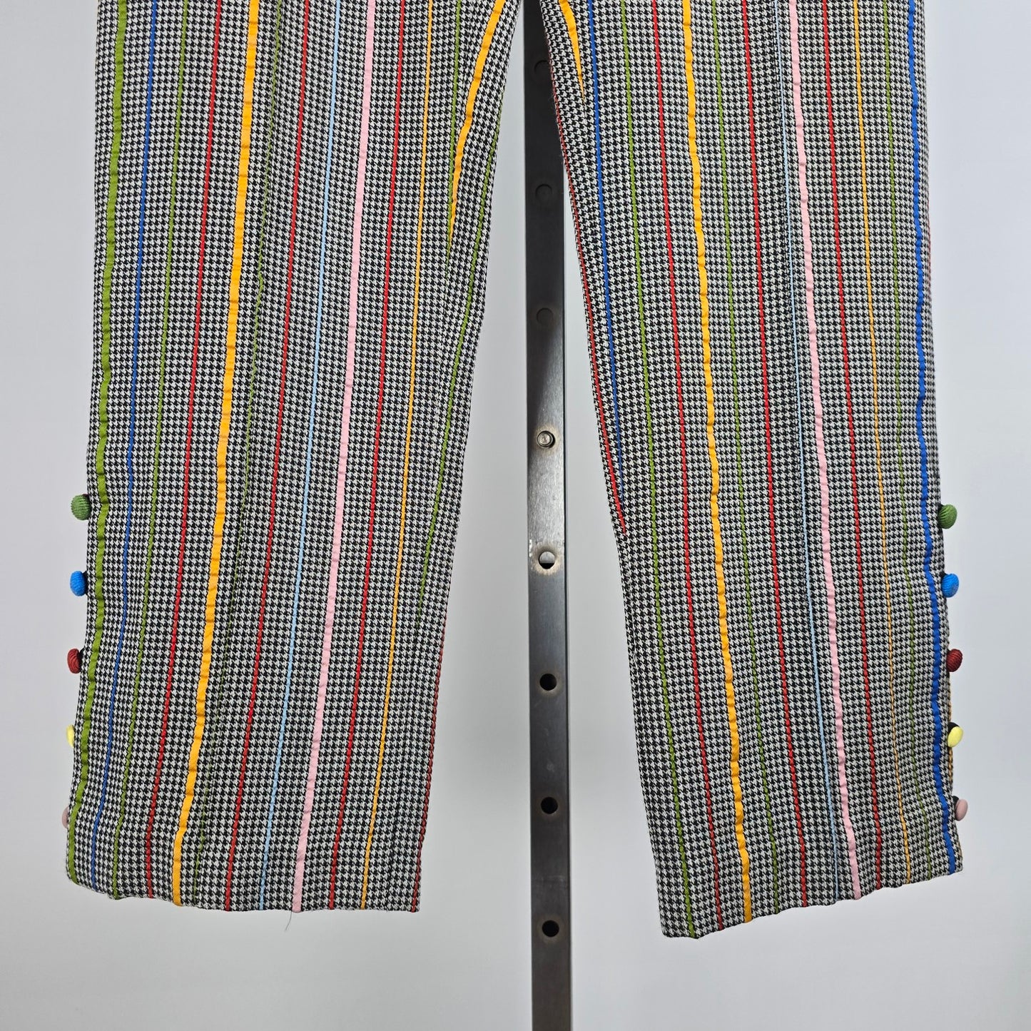 Rosie Assoulin Oboe Mini Rainbow Houndstooth Wool Silk Pants Size 8