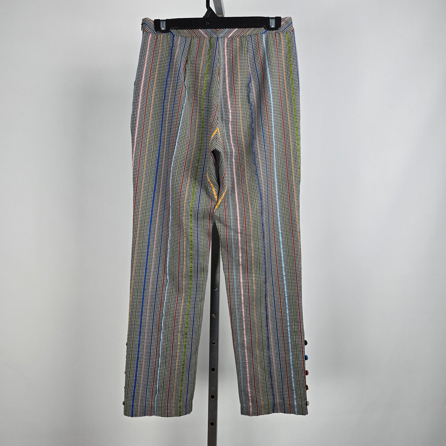 Rosie Assoulin Oboe Mini Rainbow Houndstooth Wool Silk Pants Size 8