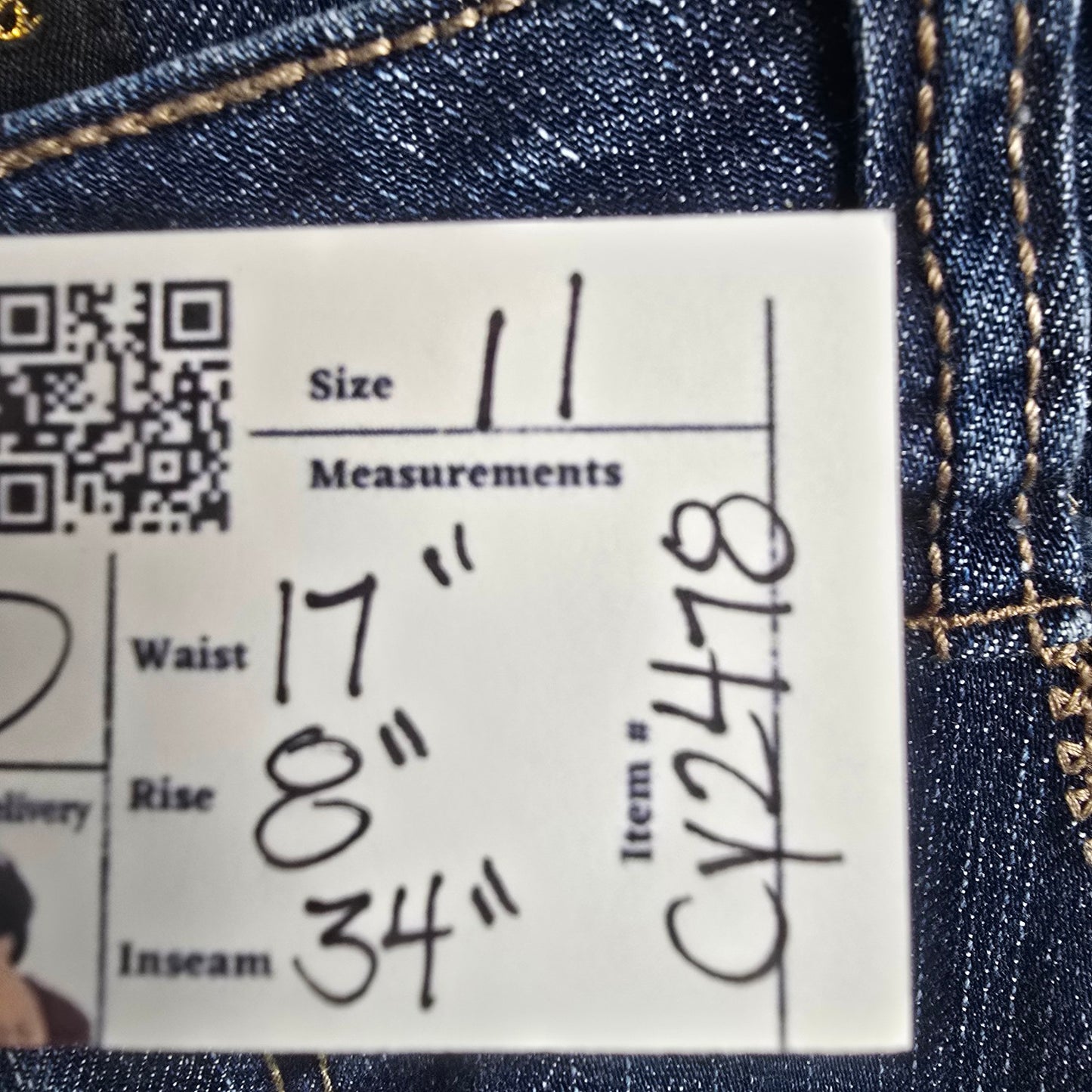 Wax Jeans Low Rise Boot Cut Embroidered Studded Pockets Denim Jeans Size 11