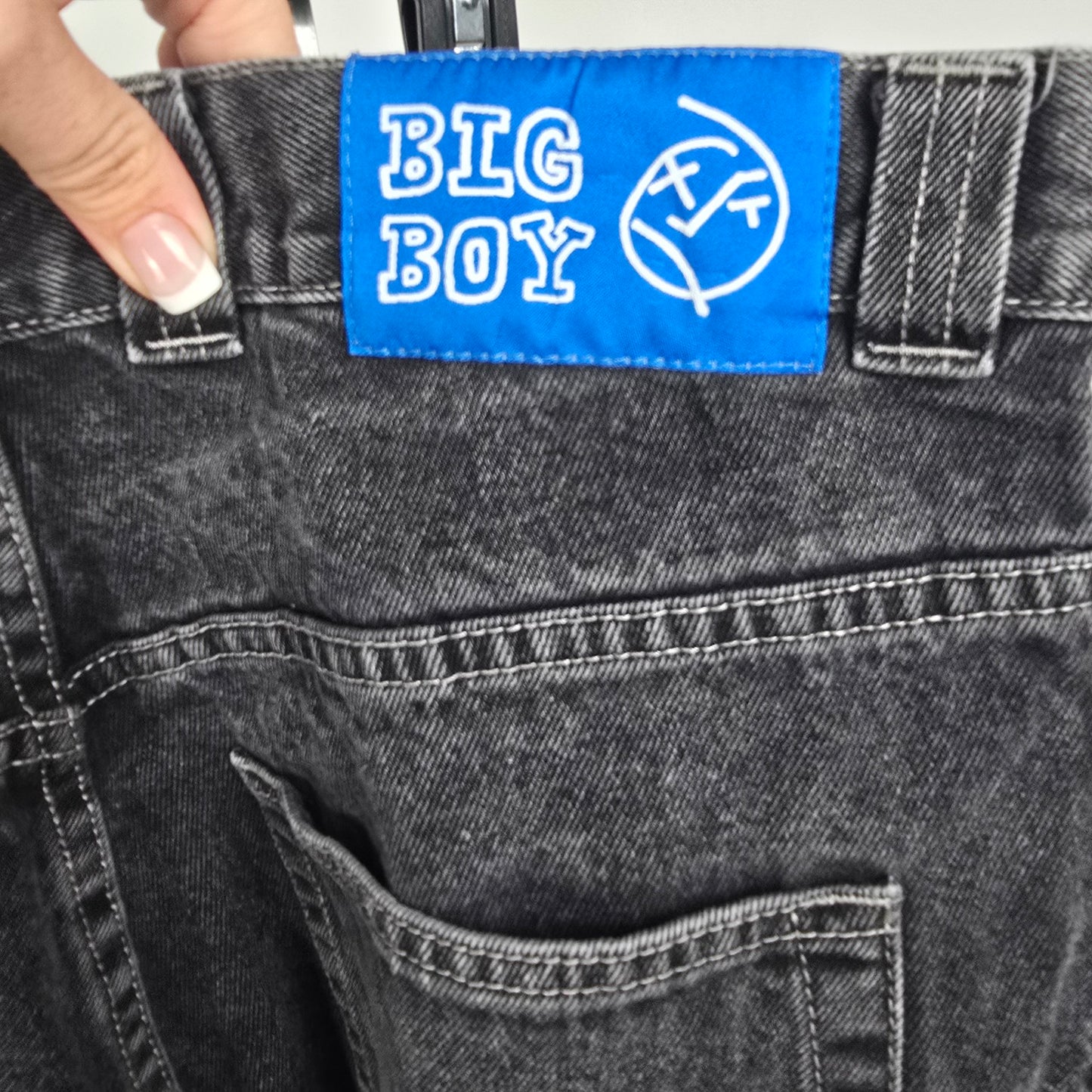 Big Boy Polar Skate Black High Rise Wide Leg Denim Jeans Size L