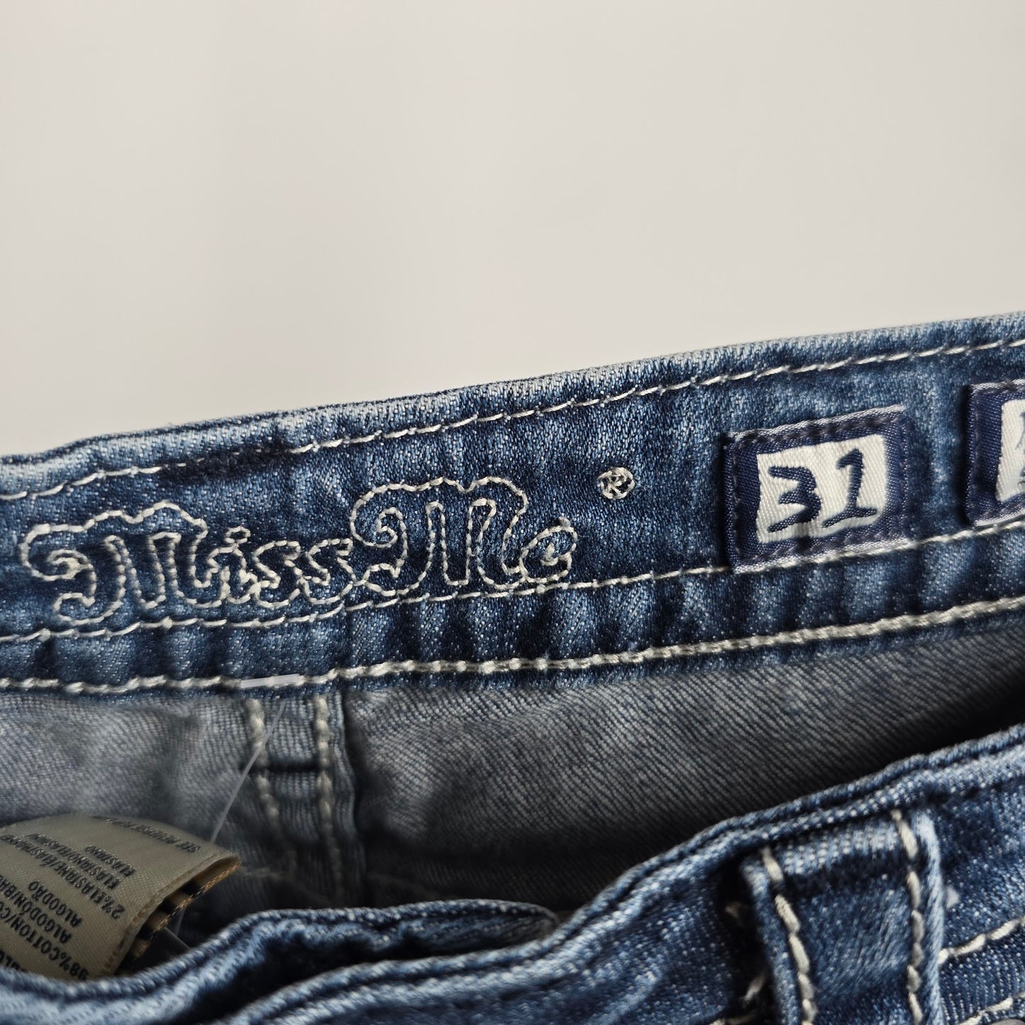 Miss Me Straight Leg Studded Pocket Denim Jeans Size 31