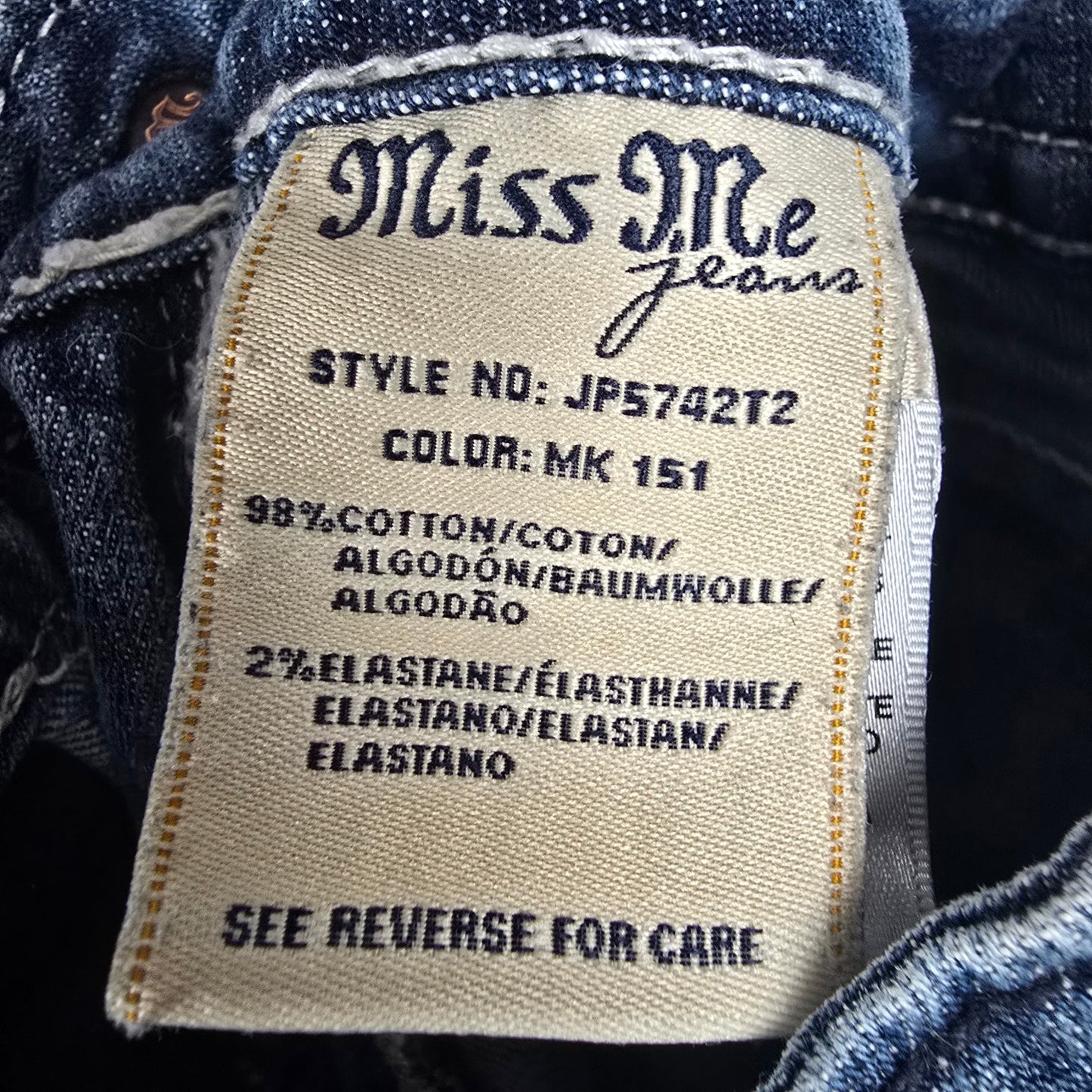Miss Me Straight Leg Studded Pocket Denim Jeans Size 31