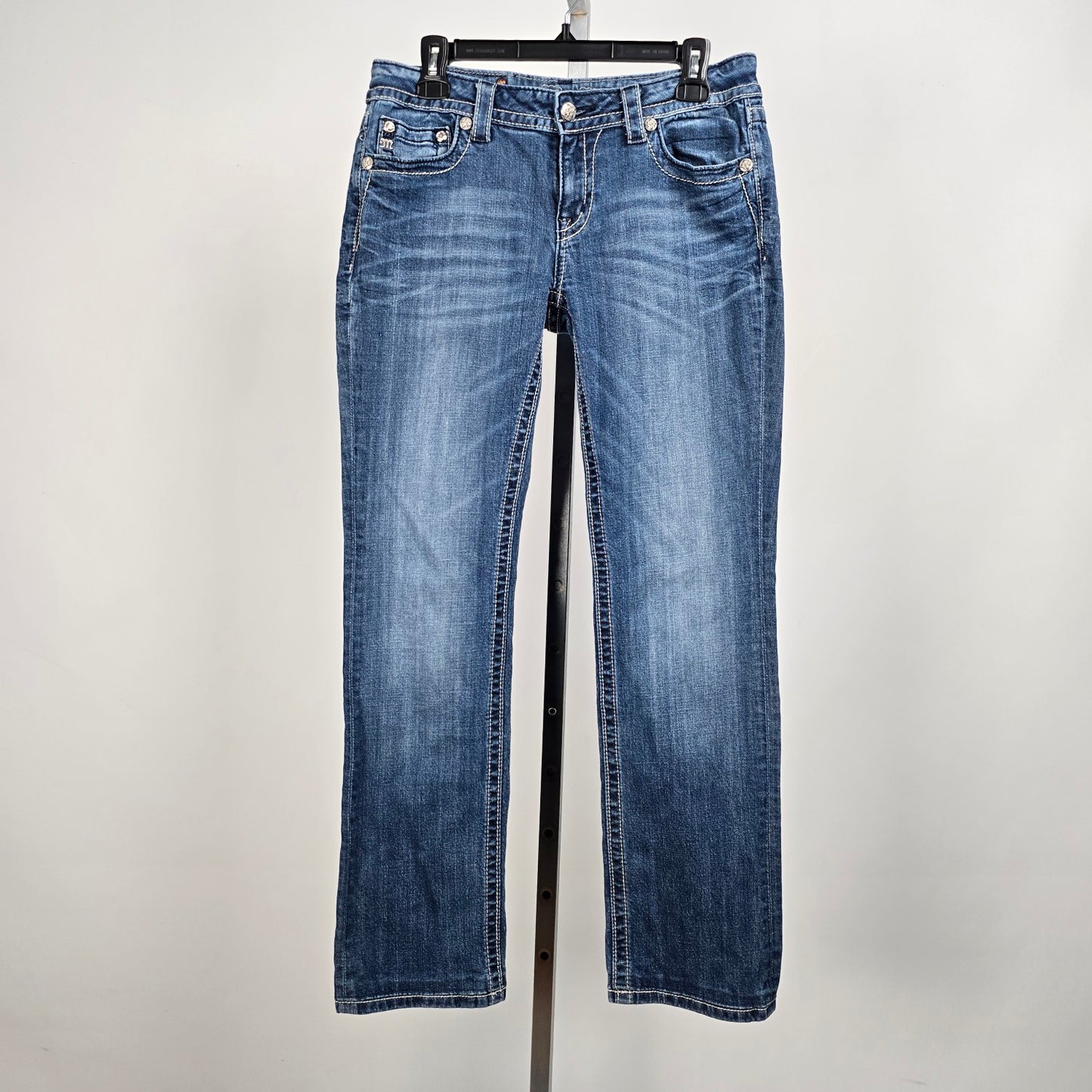 Miss Me Straight Leg Studded Pocket Denim Jeans Size 31