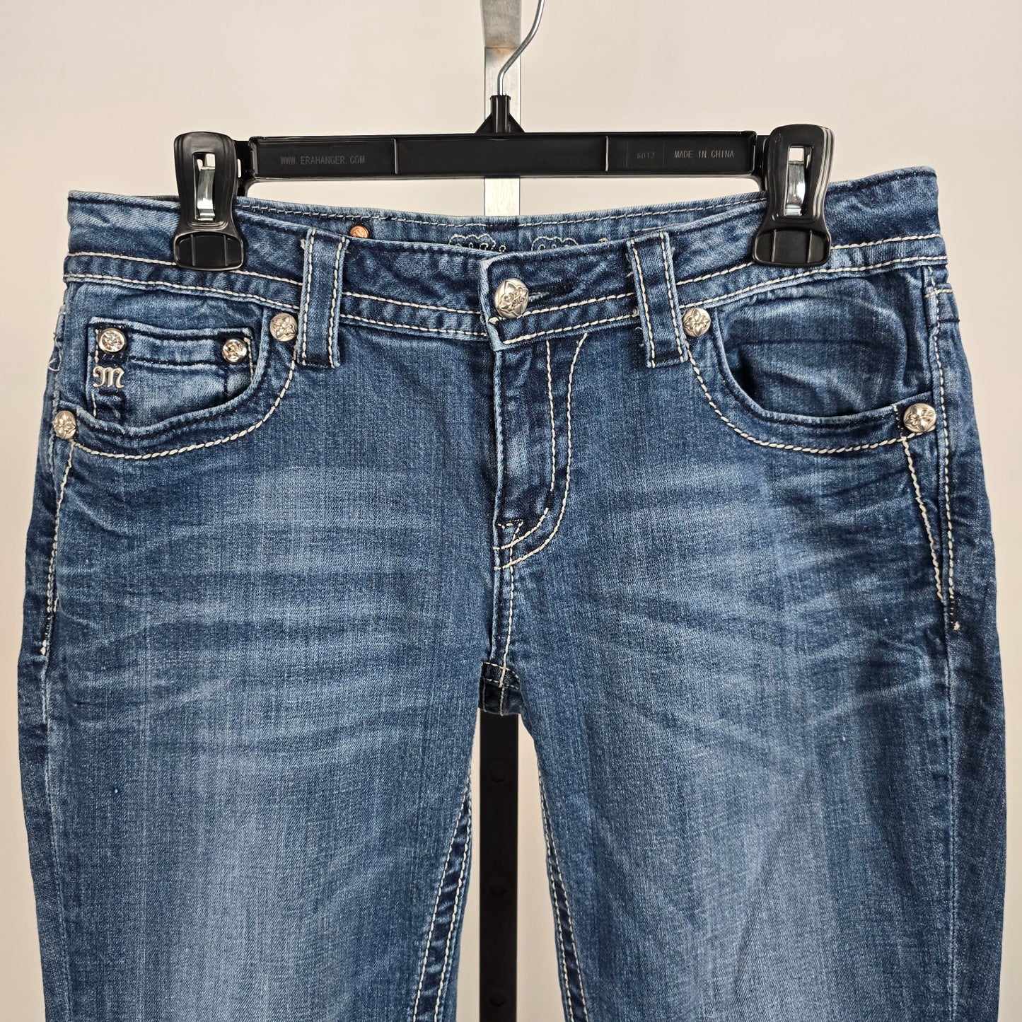 Miss Me Straight Leg Studded Pocket Denim Jeans Size 31