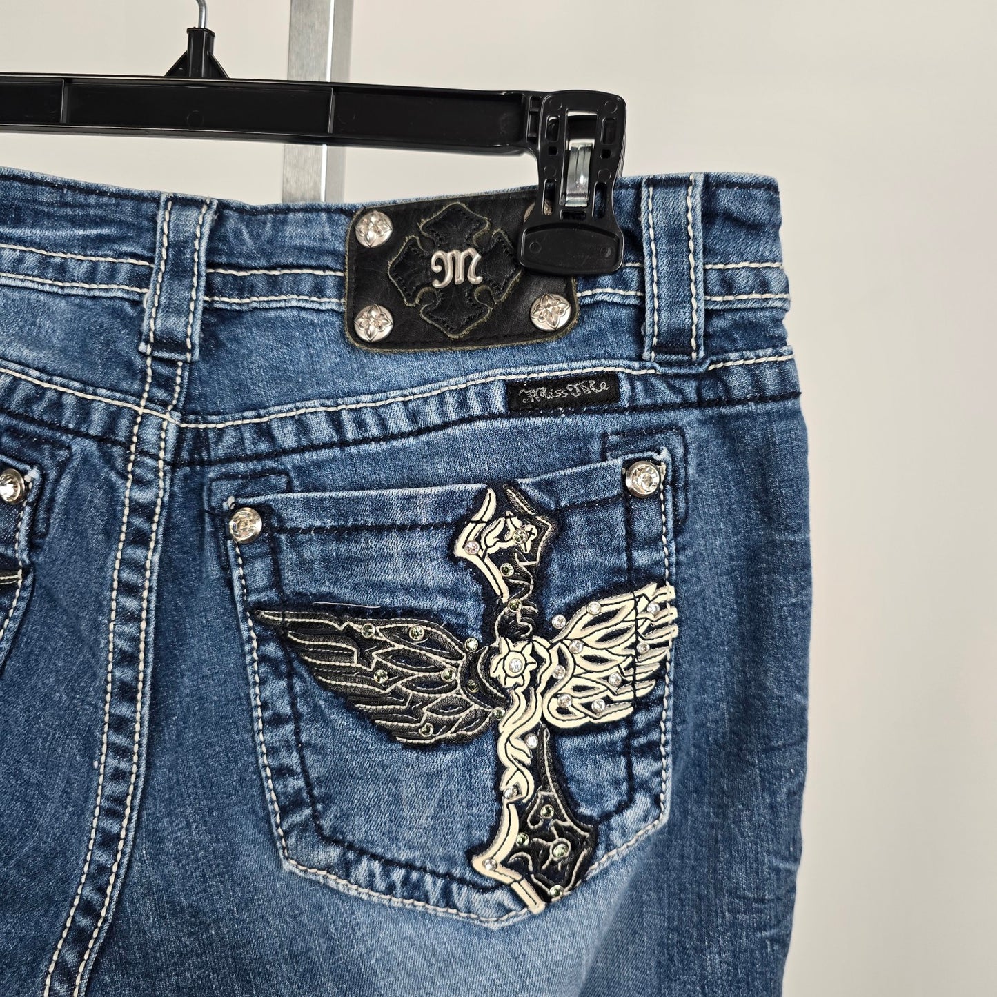 Miss Me Straight Leg Studded Pocket Denim Jeans Size 31