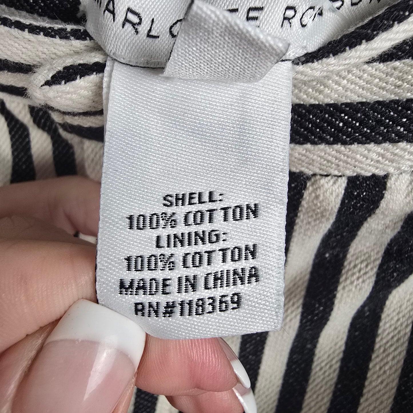 Charlotte Ronson Black & White Stripped Cotton Pants Size 6