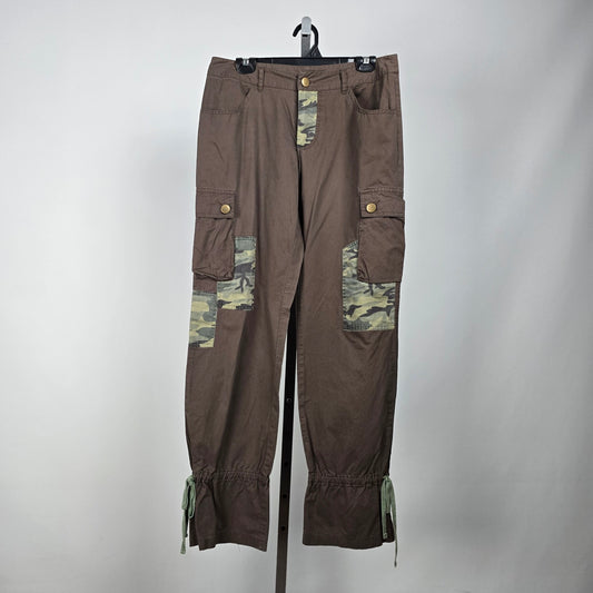 Brown Cotton Khaki Camo Cinched Ankle Pants Size L
