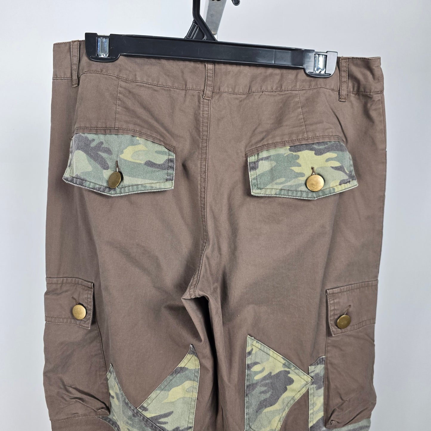 Brown Cotton Khaki Camo Cinched Ankle Pants Size L