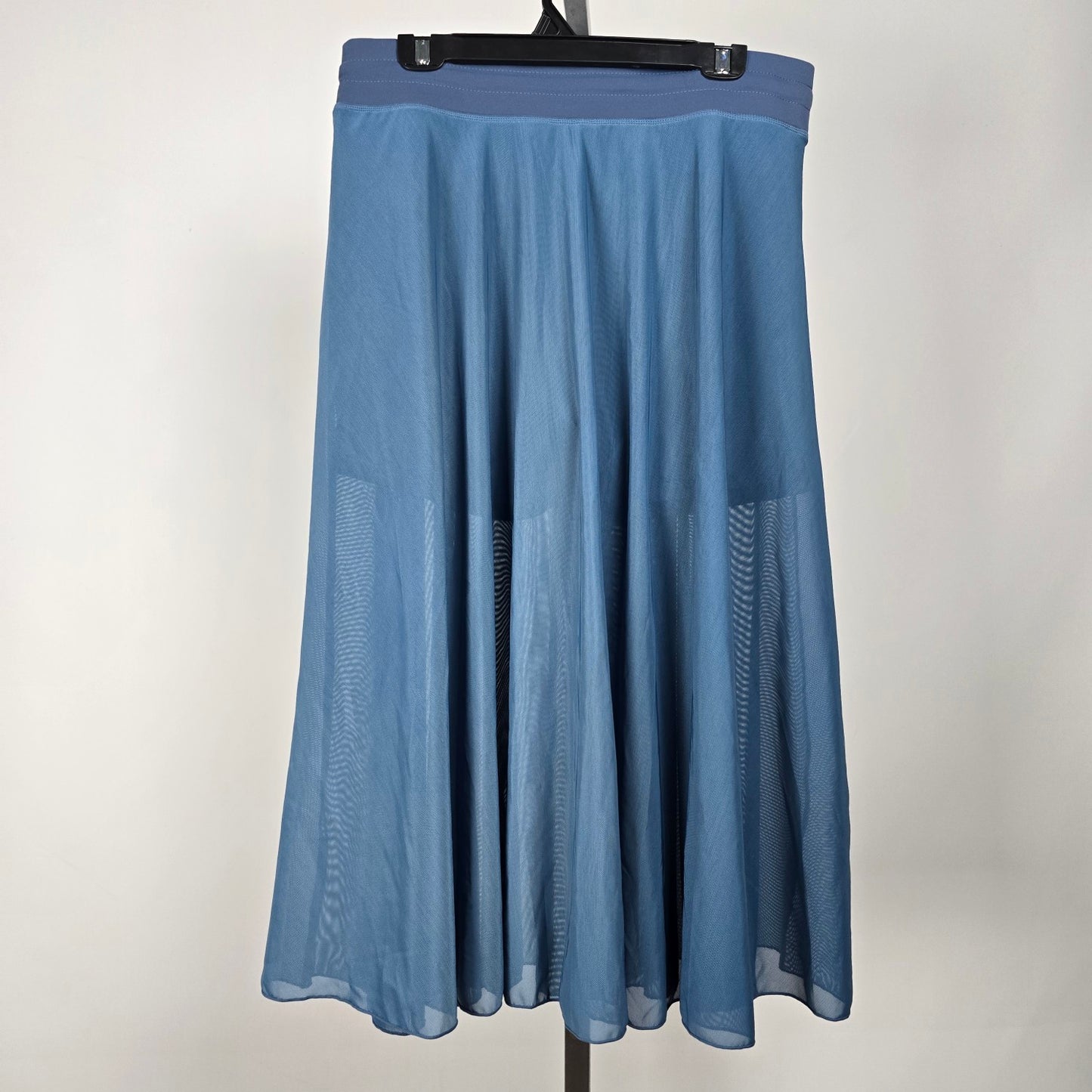 Blue Tulle Midi High Waist Flowy Skirt Over Shorts Size XL
