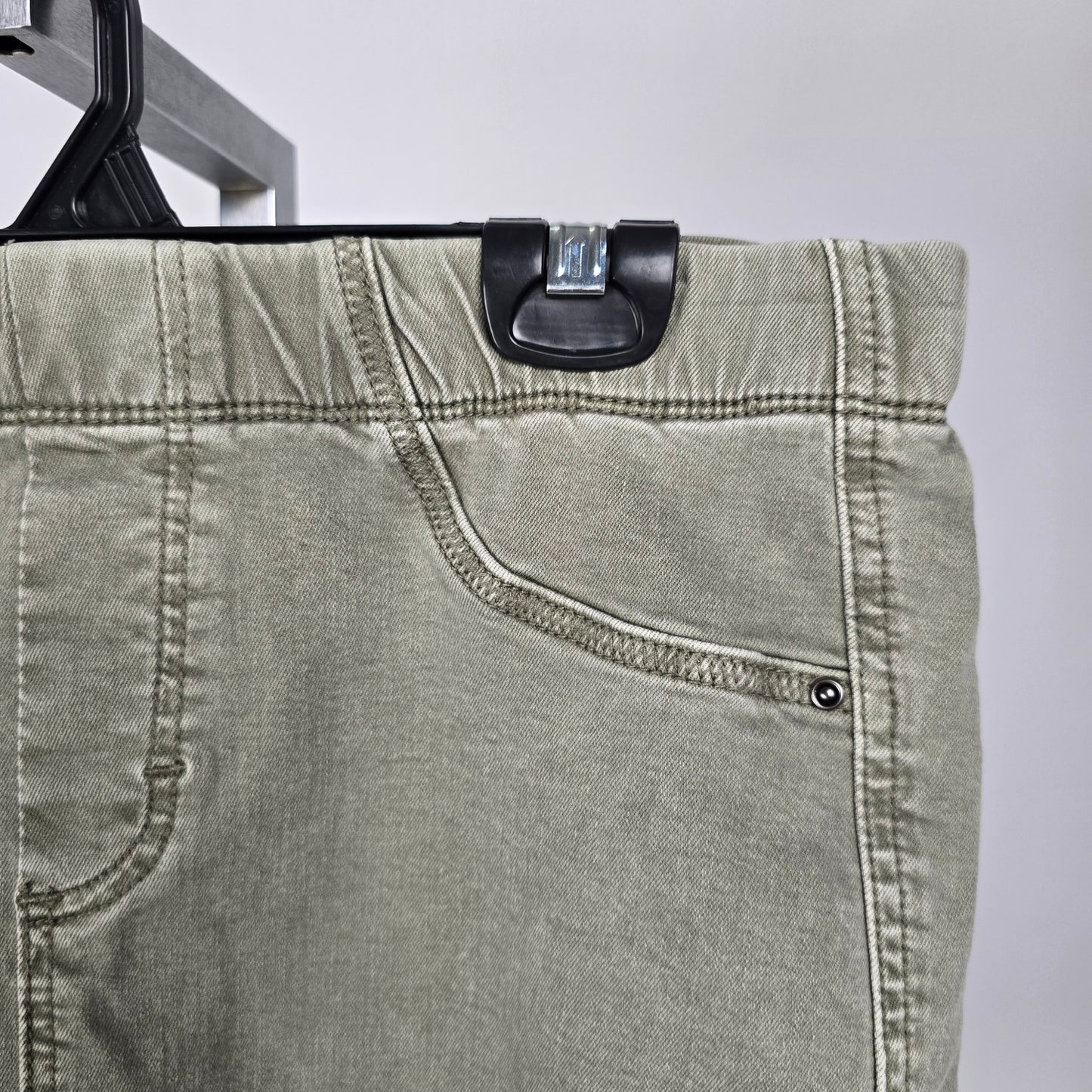Charlie B Green Cotton Denim Min Skirt Size 10