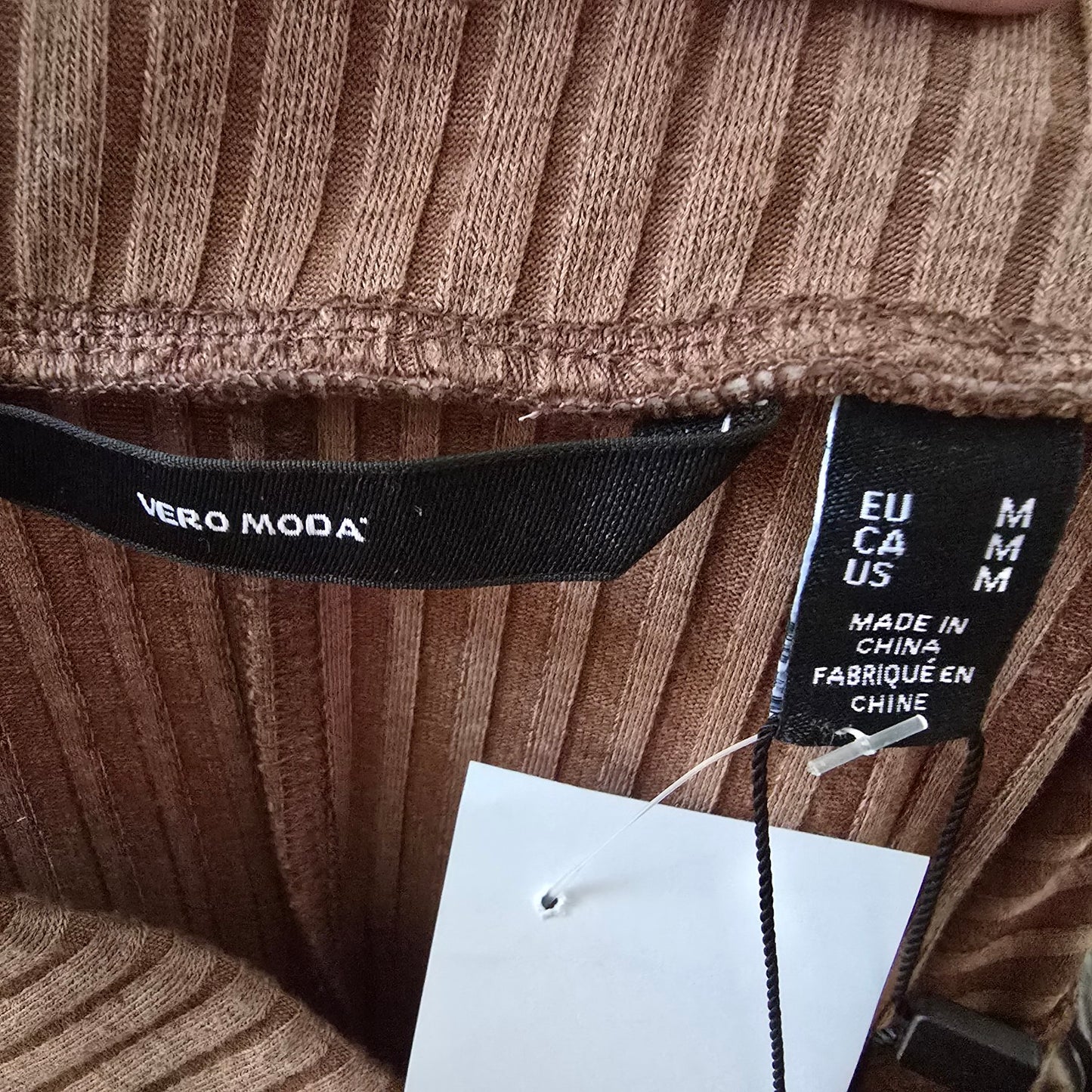 Vero Moda Brown Knit Ribbed Midi Skirt Size M