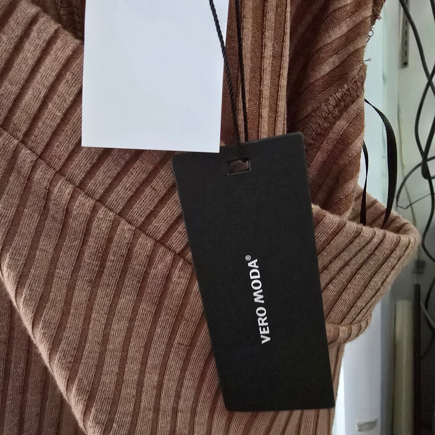 Vero Moda Brown Knit Ribbed Midi Skirt Size M