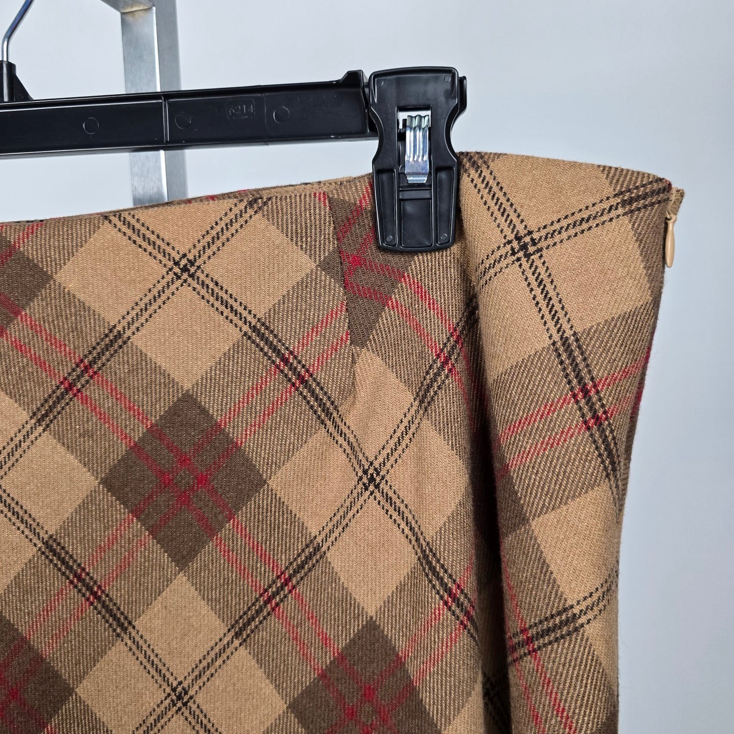 Vintage D'Allaird Brown Wool Plaid Maxi Skirt Size 18