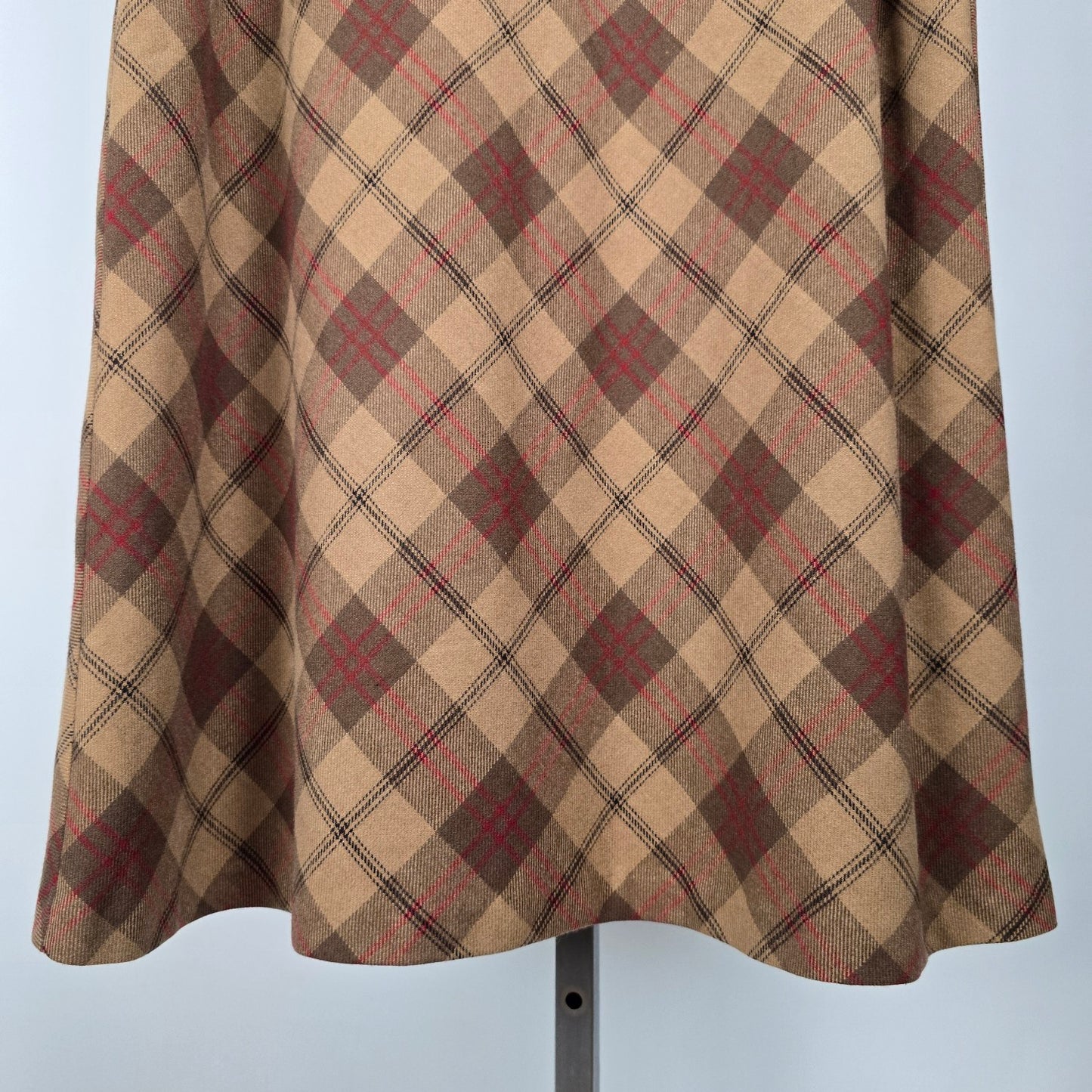 Vintage D'Allaird Brown Wool Plaid Maxi Skirt Size 18