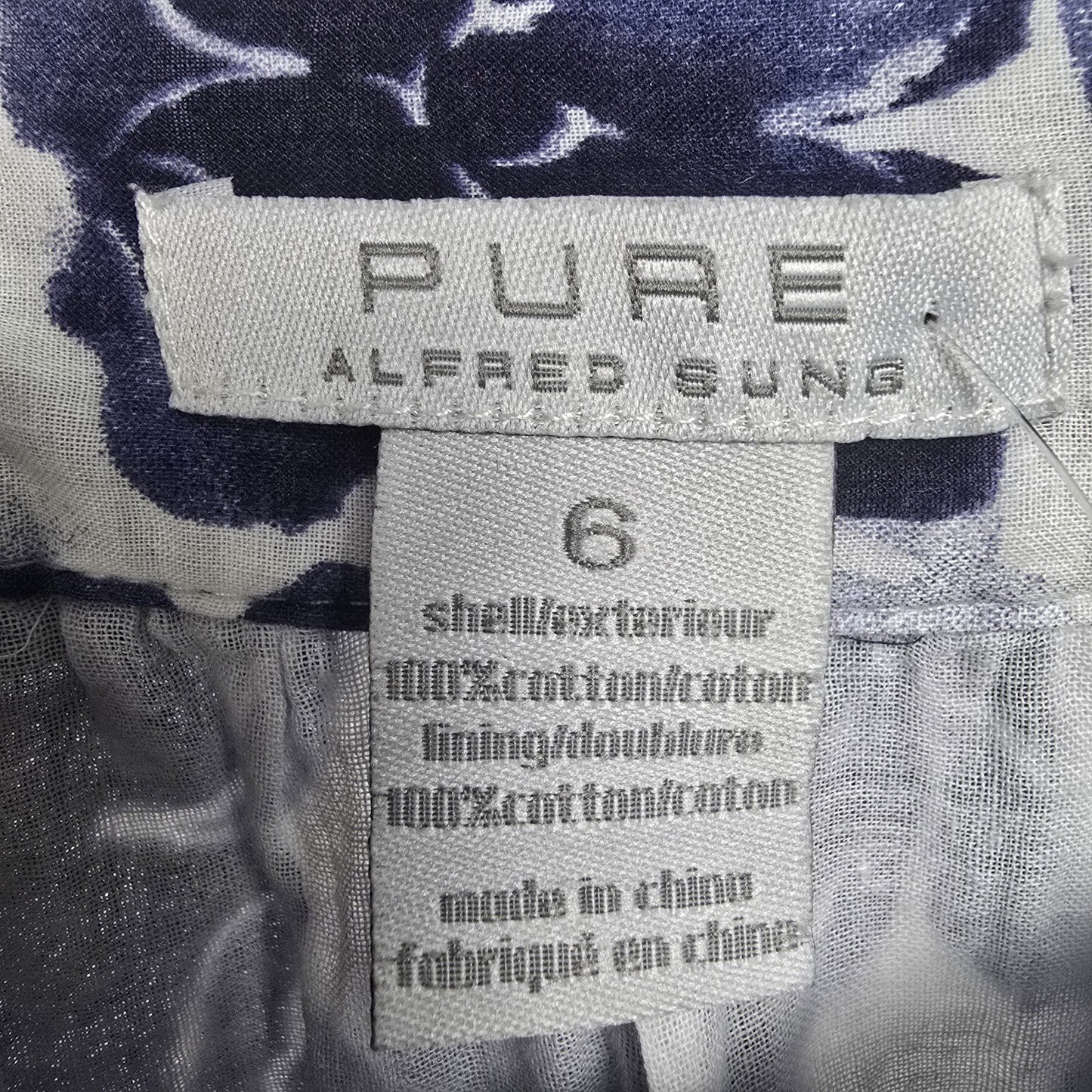 Pure Alfred Sung Cotton Blue Floral Mini Skirt Size 6